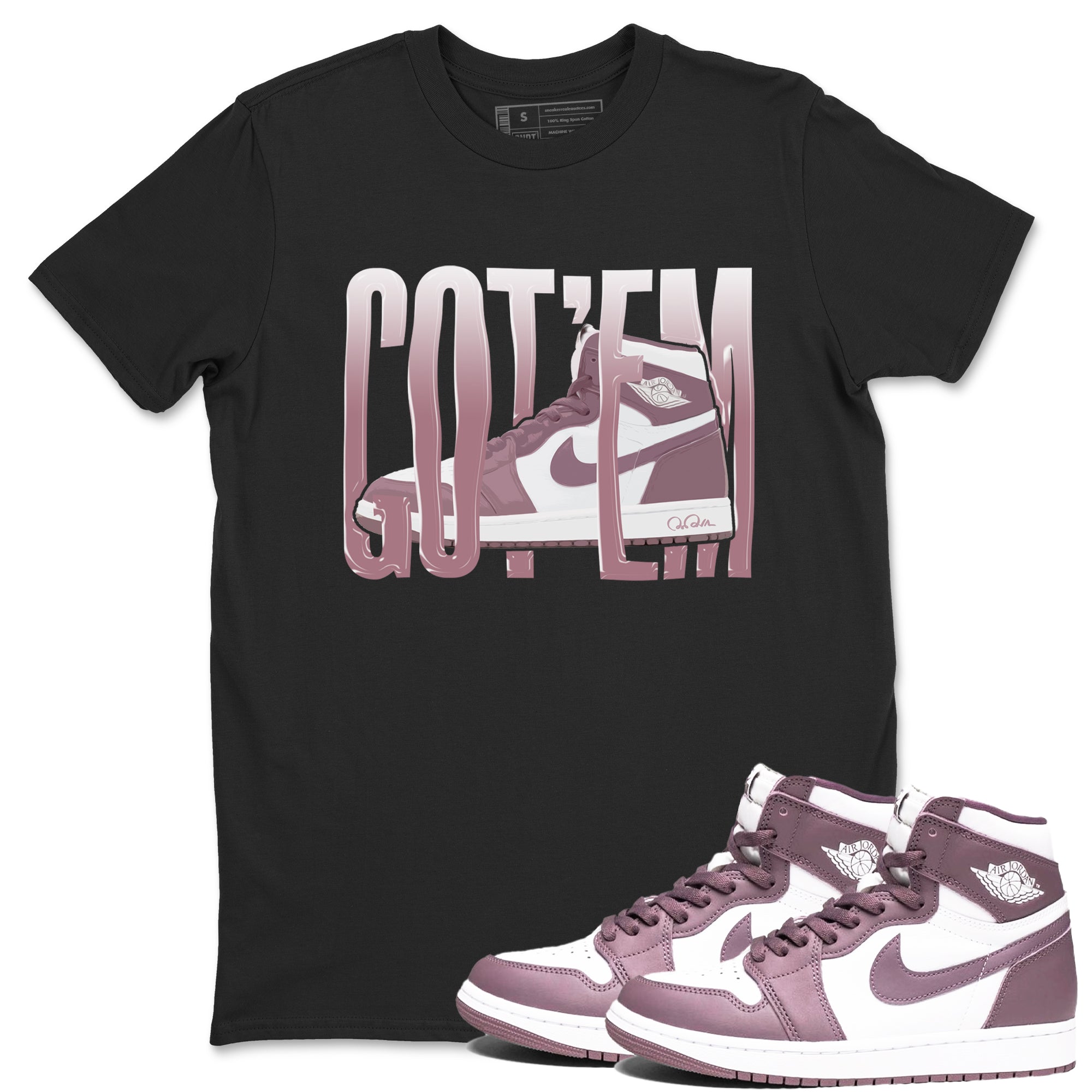 Air Jordan 1 Mauve shirt to match jordans Wiggling Gotem crew neck streetwear t-shirt AJ1Mauve Drip Gear Zone Unisex Black 1 Sneaker Matching Tee
