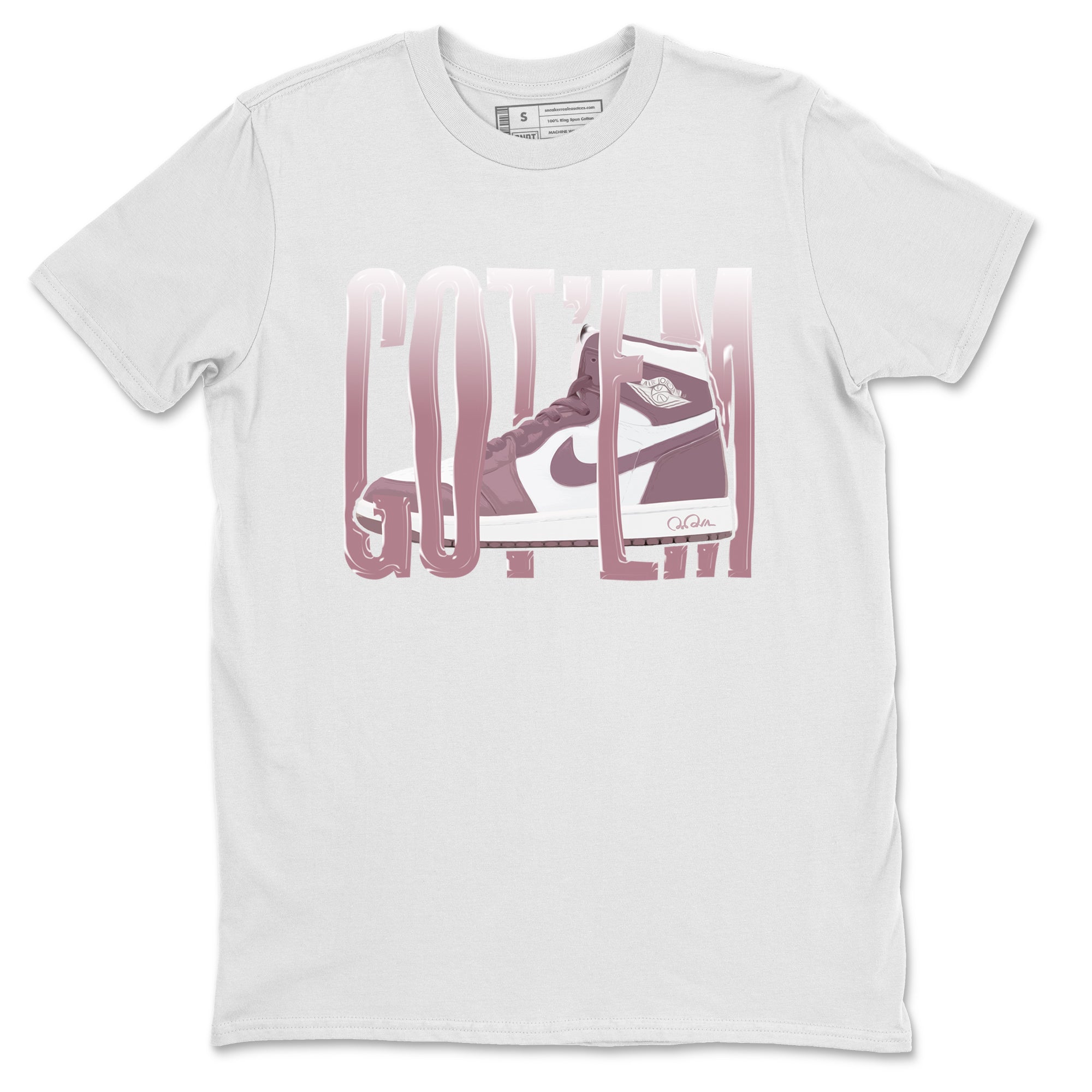 Air Jordan 1 Mauve shirt to match jordans Wiggling Gotem crew neck streetwear t-shirt AJ1Mauve Drip Gear Zone Unisex White 2 Sneaker Matching Tee