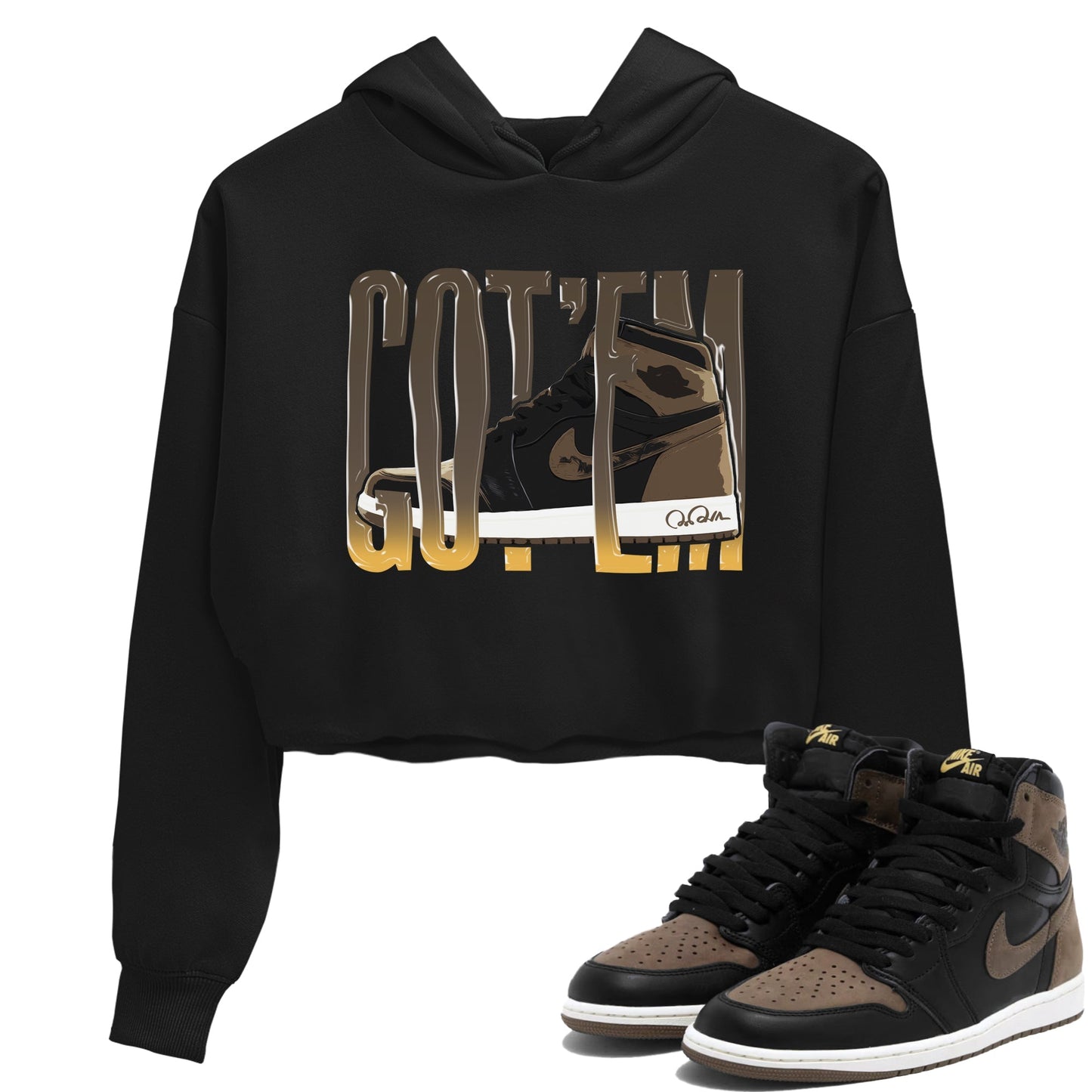 Air Jordan 1 Palomino shirt to match jordans Wiggling Gotem Streetwear Sneaker Shirt AJ1 High Palomino Drip Gear Zone Sneaker Matching Clothing Black 1 Crop T-Shirt