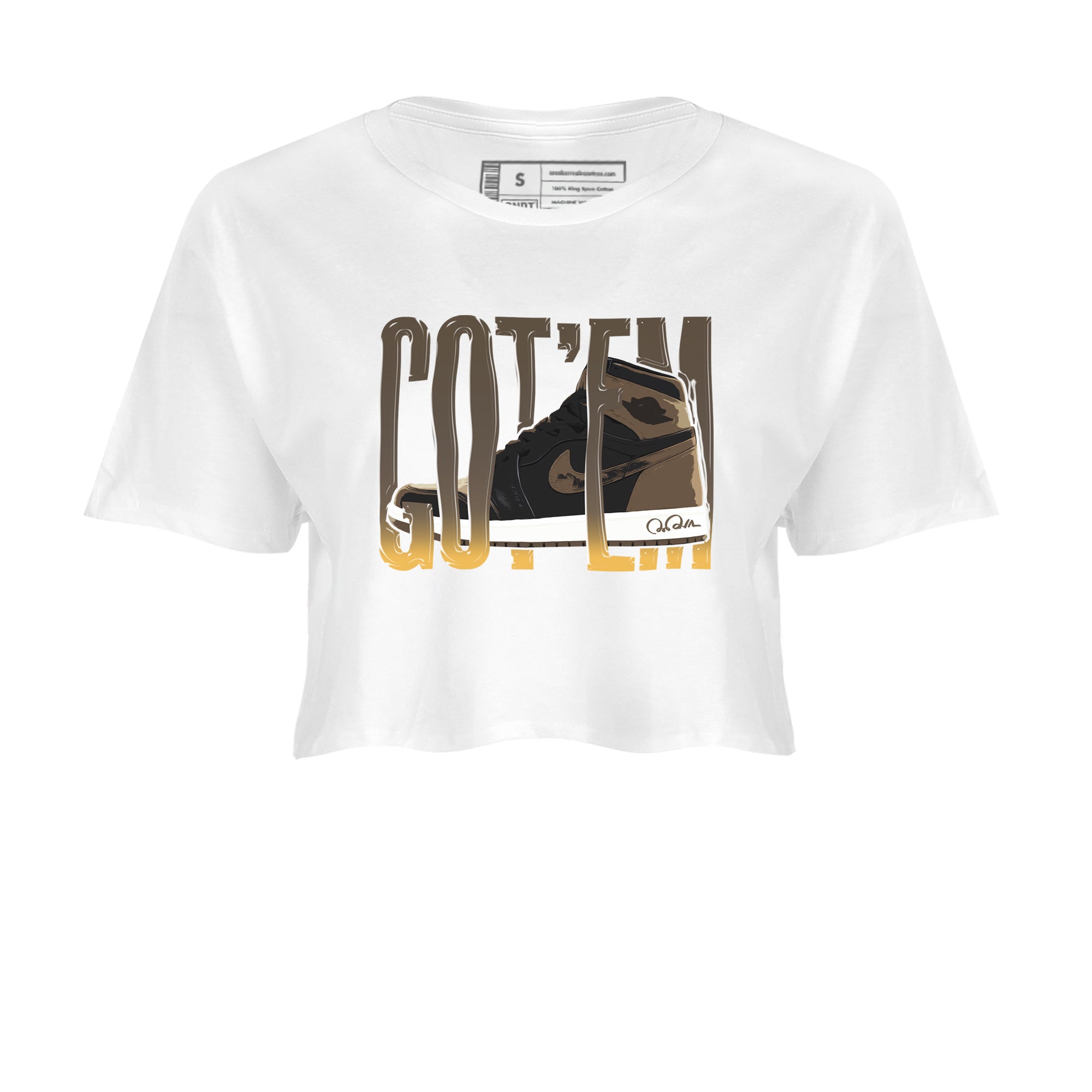 Air Jordan 1 Palomino shirt to match jordans Wiggling Gotem Streetwear Sneaker Shirt AJ1 High Palomino Drip Gear Zone Sneaker Matching Clothing White 2 Crop T-Shirt