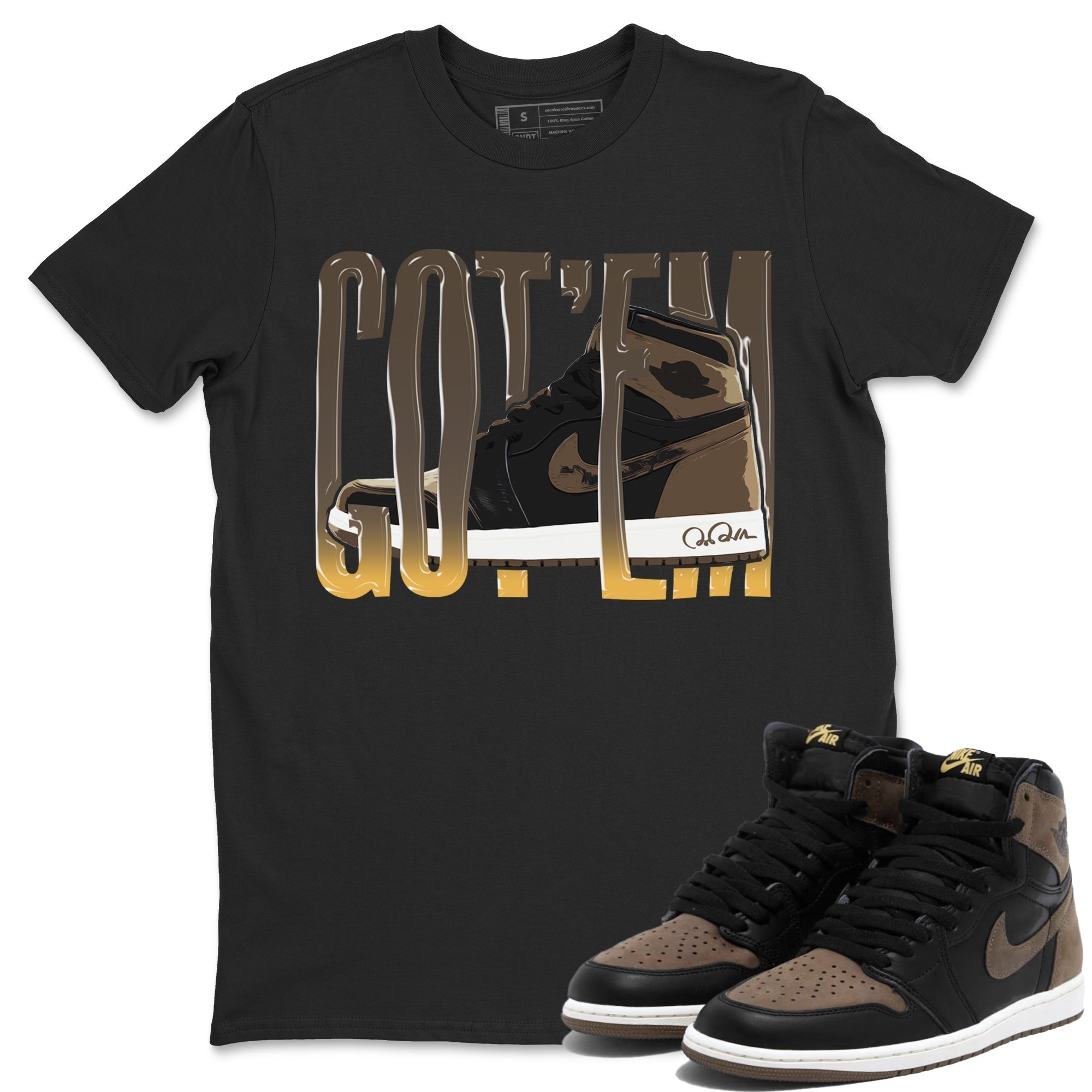 Air Jordan 1 Palomino shirt to match jordans Wiggling Gotem Streetwear Sneaker Shirt AJ1 High Palomino Drip Gear Zone Sneaker Matching Clothing Unisex Black 1 T-Shirt