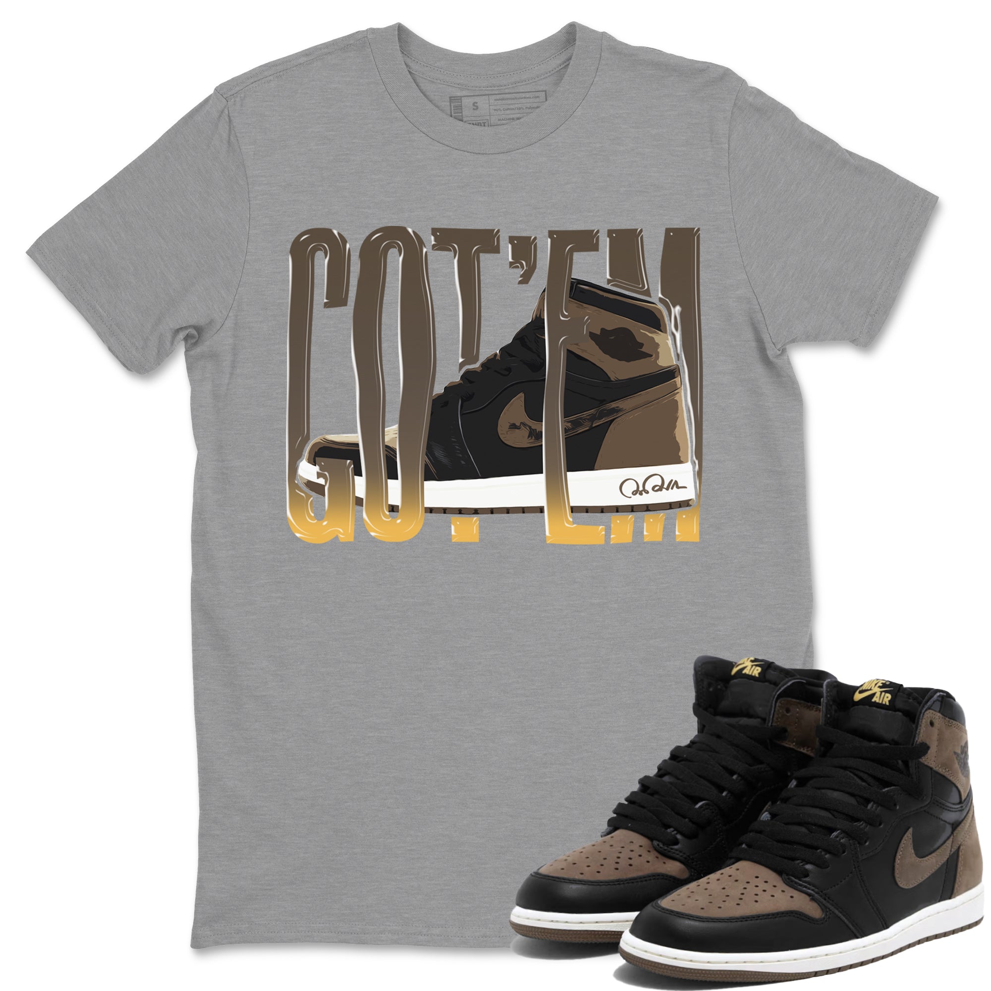 Air Jordan 1 Palomino shirt to match jordans Wiggling Gotem Streetwear Sneaker Shirt AJ1 High Palomino Drip Gear Zone Sneaker Matching Clothing Unisex Heather Grey 1 T-Shirt