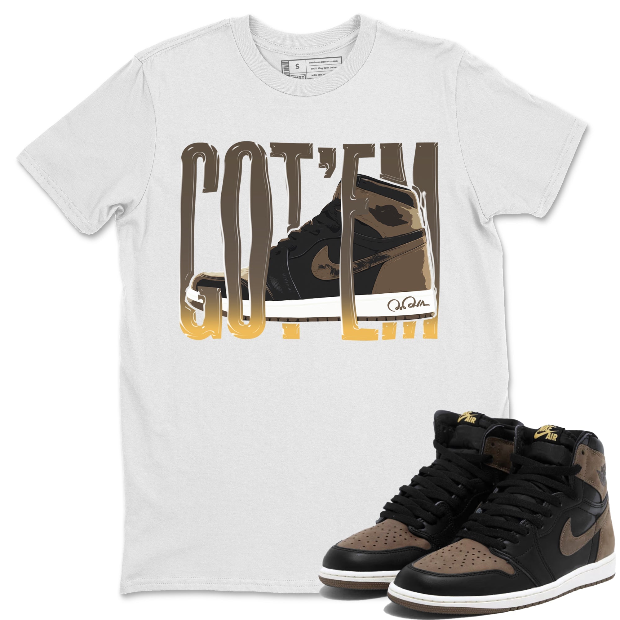 Air Jordan 1 Palomino shirt to match jordans Wiggling Gotem Streetwear Sneaker Shirt AJ1 High Palomino Drip Gear Zone Sneaker Matching Clothing Unisex White 1 T-Shirt