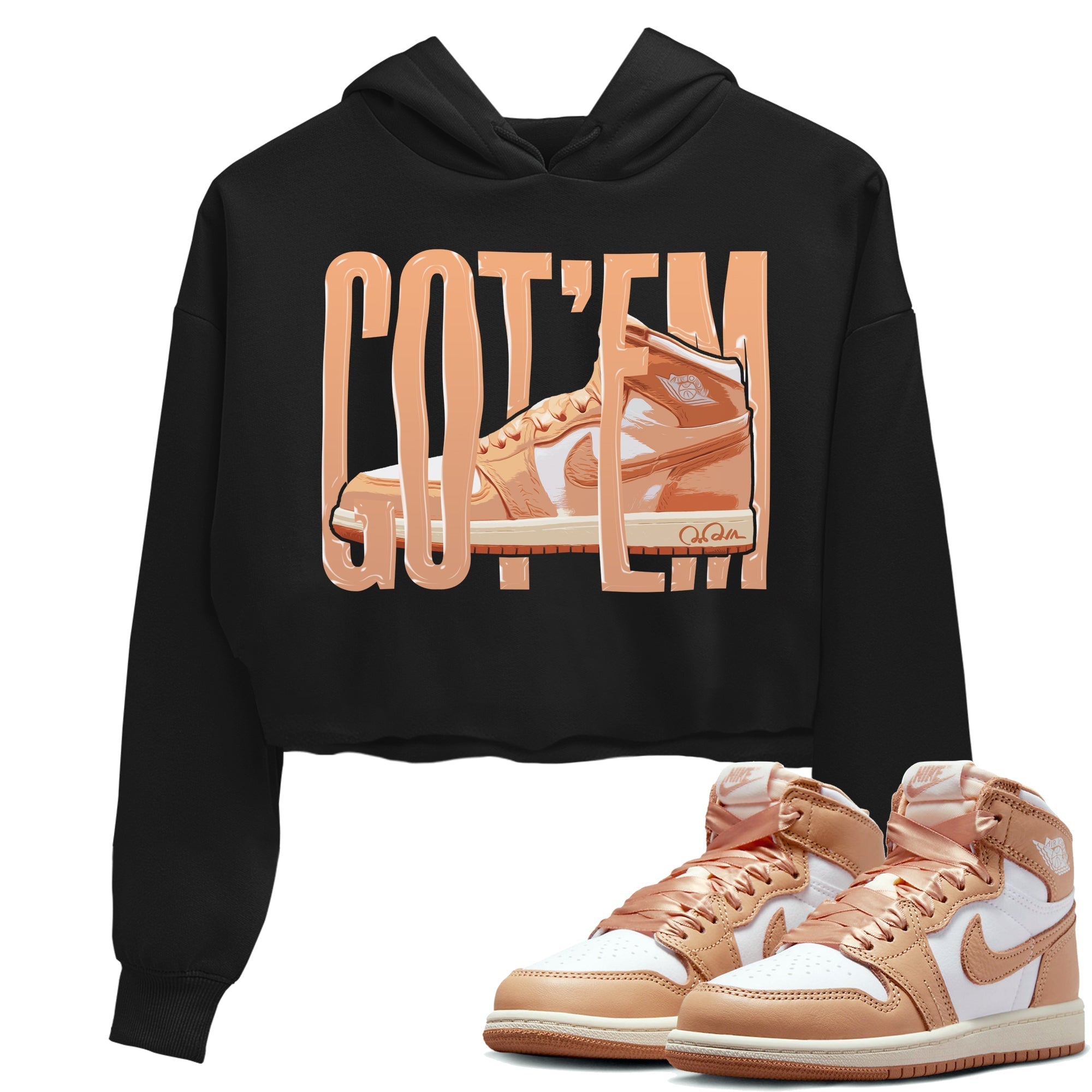 Air Jordan 1 Praline shirt to match jordans Wiggling Gotem Streetwear Sneaker Shirt AJ1Praline Drip Gear Zone Sneaker Matching Clothing Black 1 Crop T-Shirt