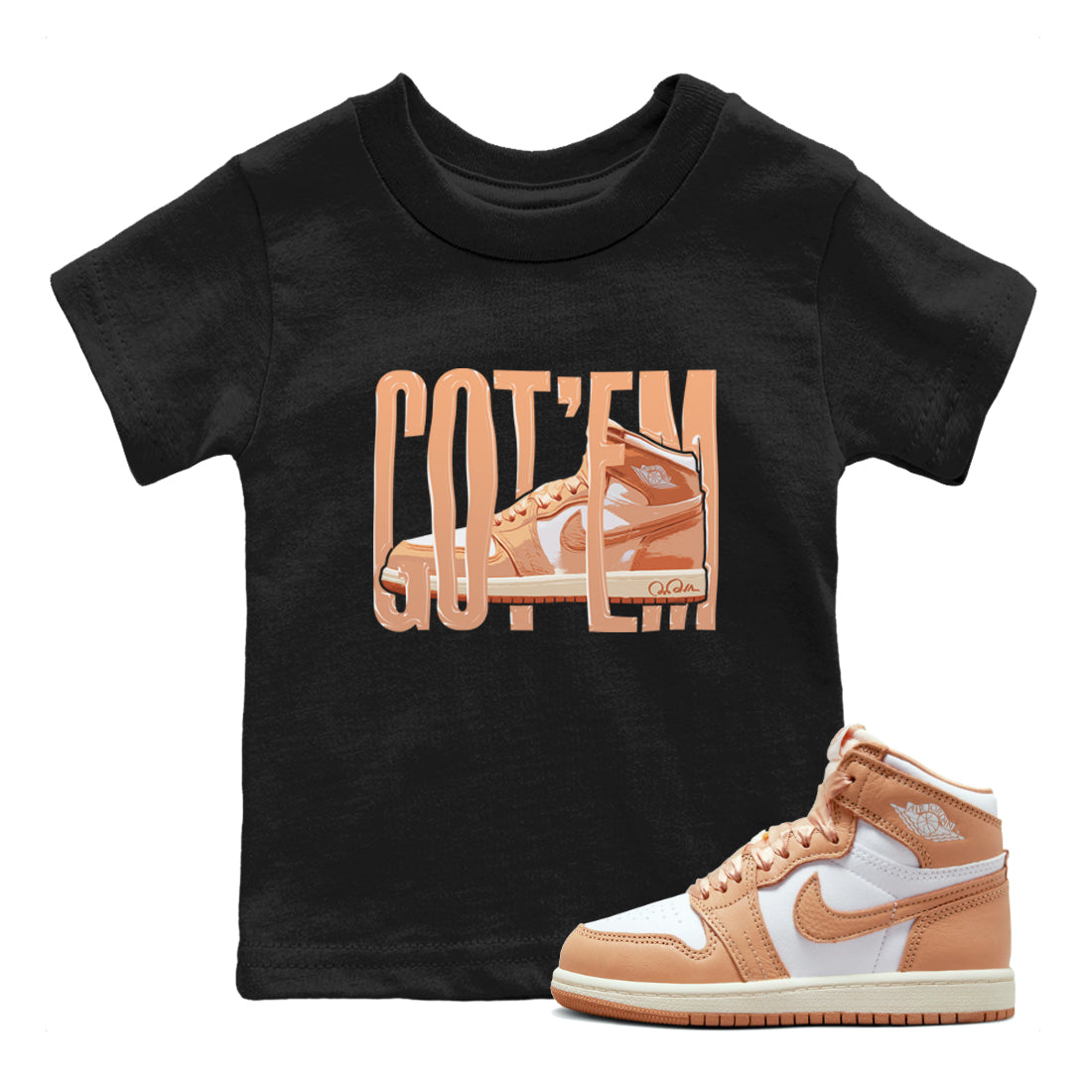 Air Jordan 1 Praline shirt to match jordans Wiggling Gotem Streetwear Sneaker Shirt AJ1Praline Drip Gear Zone Sneaker Matching Clothing Baby Toddler Black 1 T-Shirt