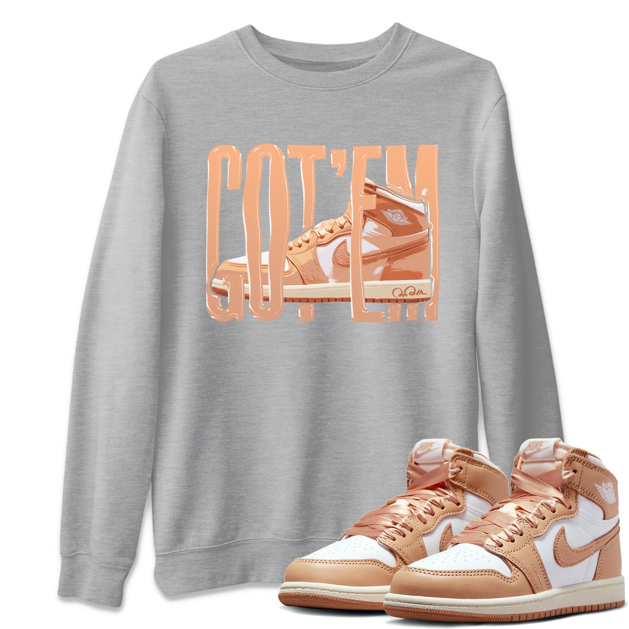 Air Jordan 1 Praline shirt to match jordans Wiggling Gotem Streetwear Sneaker Shirt AJ1Praline Drip Gear Zone Sneaker Matching Clothing Unisex Heather Grey 1 T-Shirt