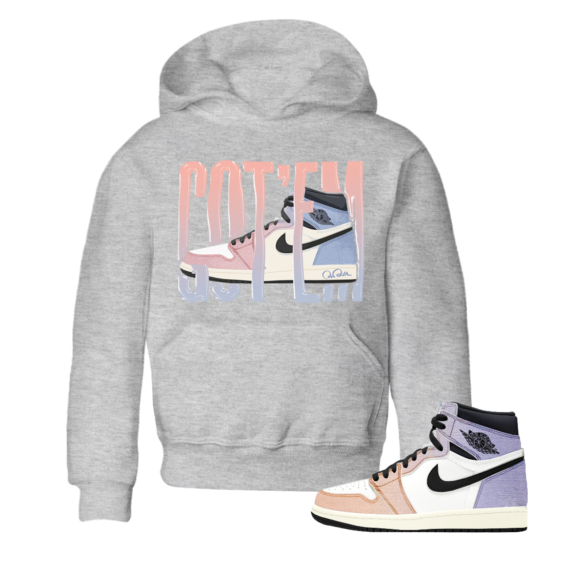 Air Jordan 1 Skyline Shirt To Match Jordans Wiggling Gotem Sneaker Tees AJ1 Skyline Drip Gear Zone Sneaker Matching Clothing Kids Shirts Heather Grey 1