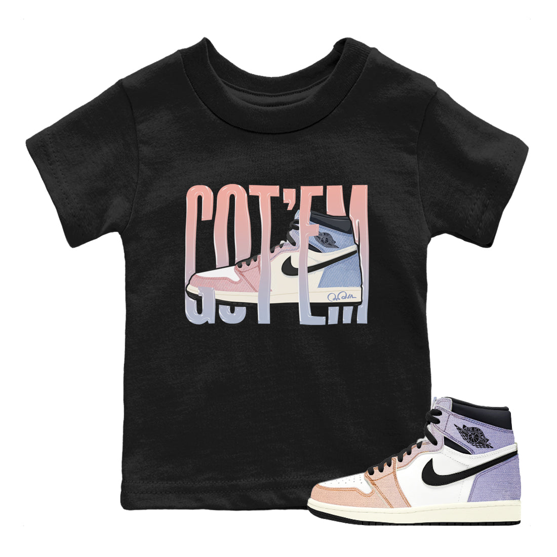 Air Jordan 1 Skyline Shirt To Match Jordans Wiggling Gotem Sneaker Tees AJ1 Skyline Drip Gear Zone Sneaker Matching Clothing Kids Shirts Black 1