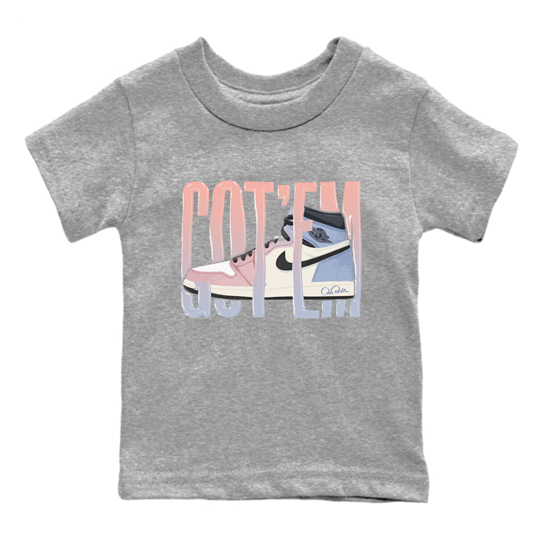 Air Jordan 1 Skyline Shirt To Match Jordans Wiggling Gotem Sneaker Tees AJ1 Skyline Drip Gear Zone Sneaker Matching Clothing Kids Shirts Heather Grey 2