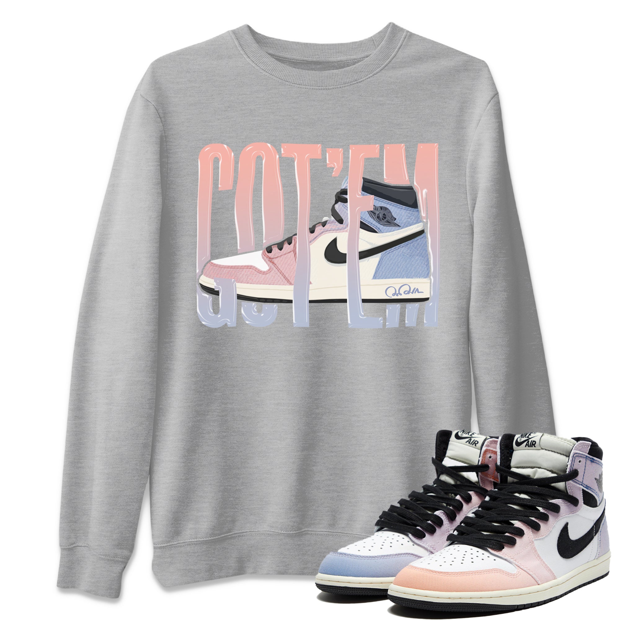 Air Jordan 1 Skyline Shirt To Match Jordans Wiggling Gotem Sneaker Tees AJ1 Skyline Drip Gear Zone Sneaker Matching Clothing Unisex Shirts Heather Grey 1