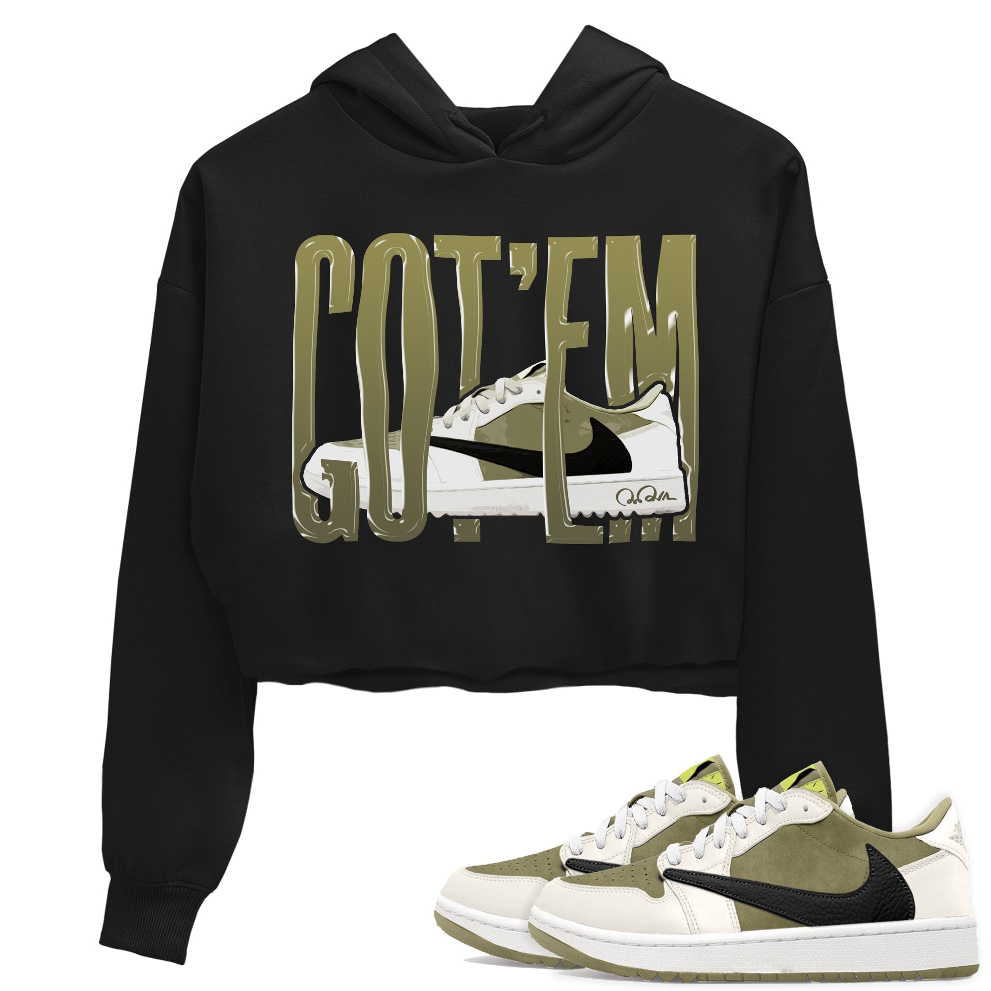 Air Jordan 1 Travis Scott Golf shirt to match jordans Wiggling Gotem Streetwear Sneaker Shirt AJ1 lowTravis Scott Golf Drip Gear Zone Sneaker Matching Clothing Black 1 Crop T-Shirt