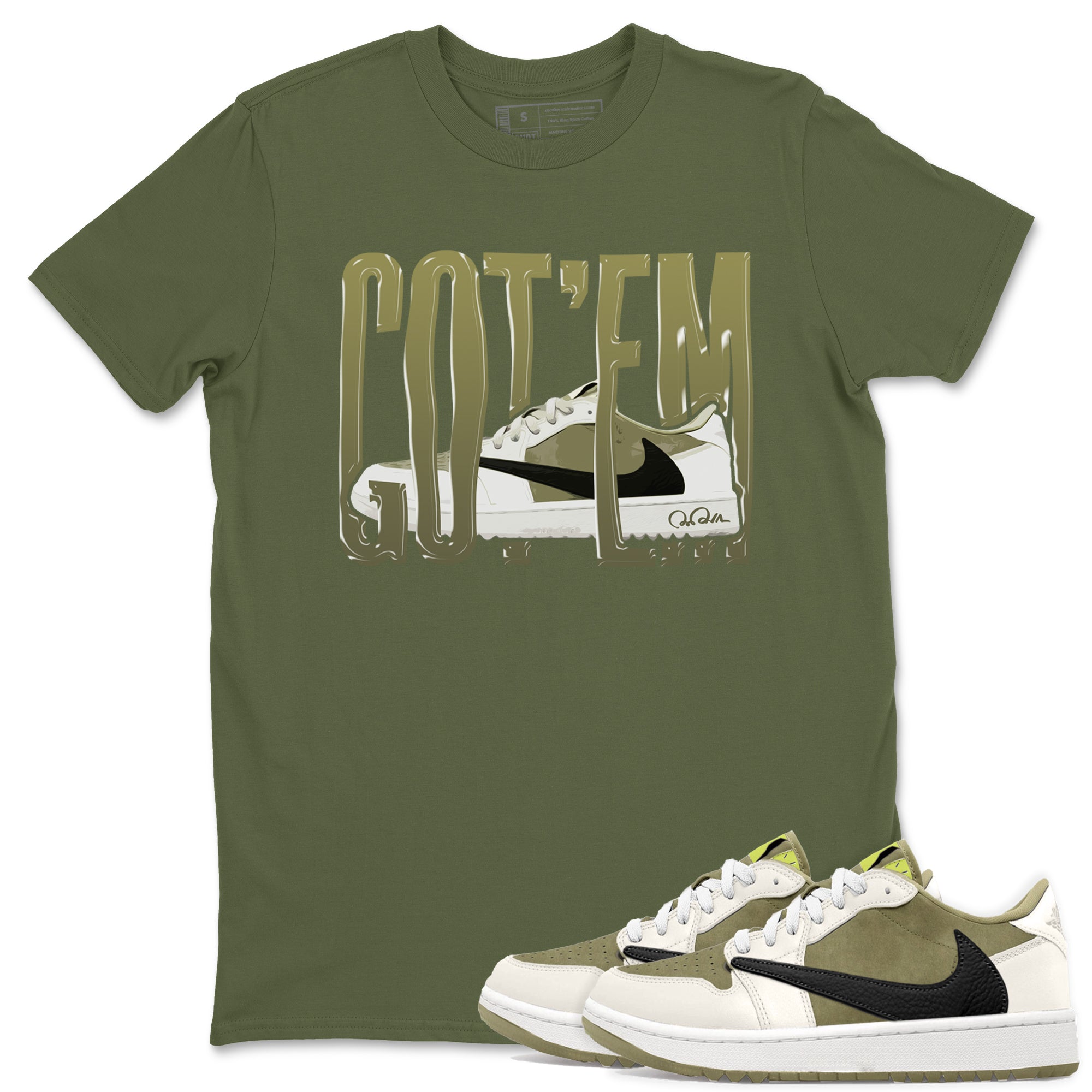 Air Jordan 1 Travis Scott Golf shirt to match jordans Wiggling Gotem Streetwear Sneaker Shirt AJ1 lowTravis Scott Golf Drip Gear Zone Sneaker Matching Clothing Unisex Military Green 1 T-Shirt