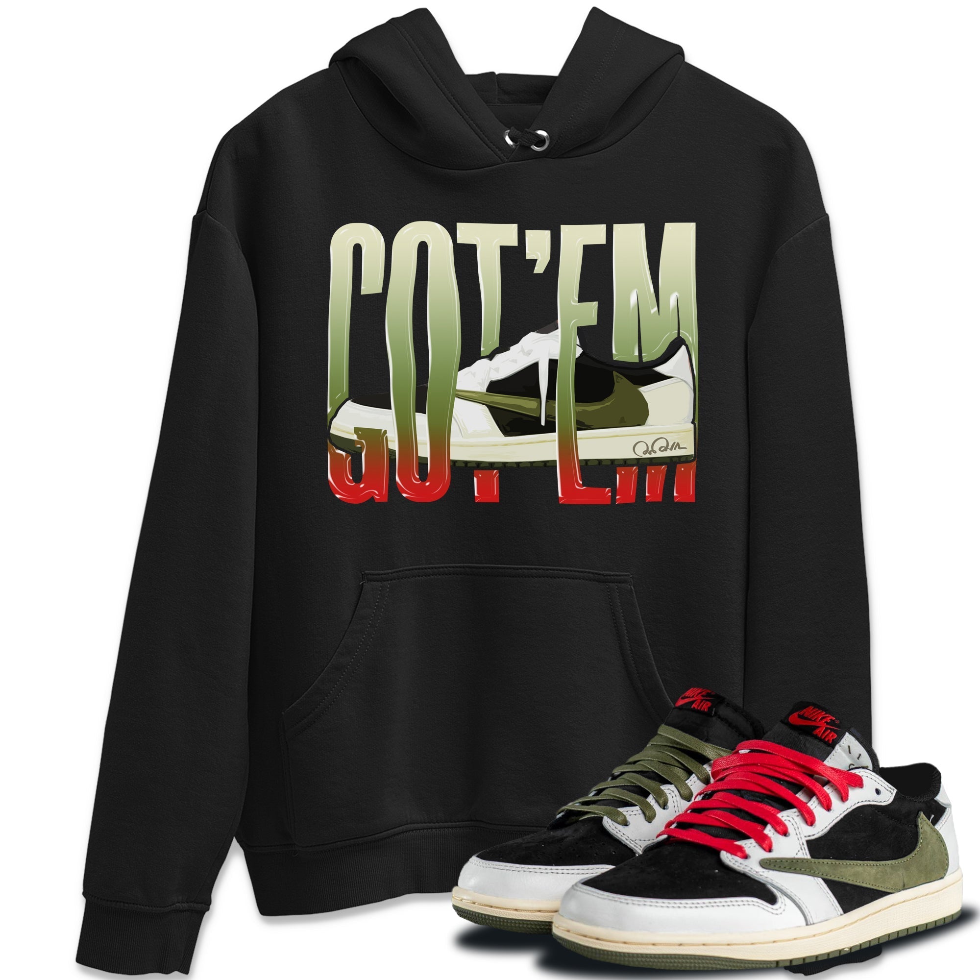 Air Jordan 1 Travis Scott Olive Sneaker Match Tees Wiggling Gotem Streetwear Sneaker Shirt AJ1 OG Travis Scott Olive Sneaker Release Tees Unisex Shirts Black 1