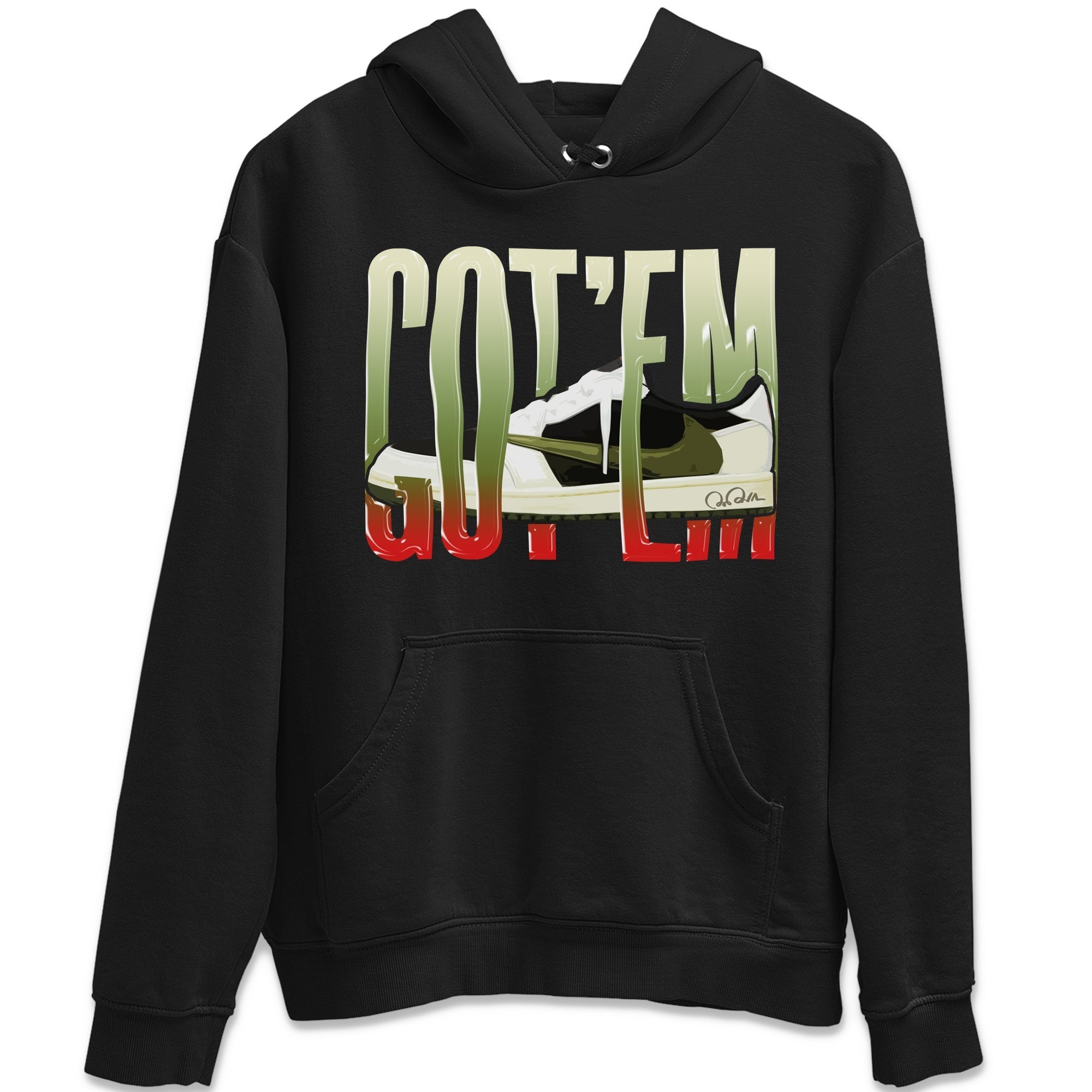 Air Jordan 1 Travis Scott Olive Sneaker Match Tees Wiggling Gotem Streetwear Sneaker Shirt AJ1 OG Travis Scott Olive Sneaker Release Tees Unisex Shirts Black 2