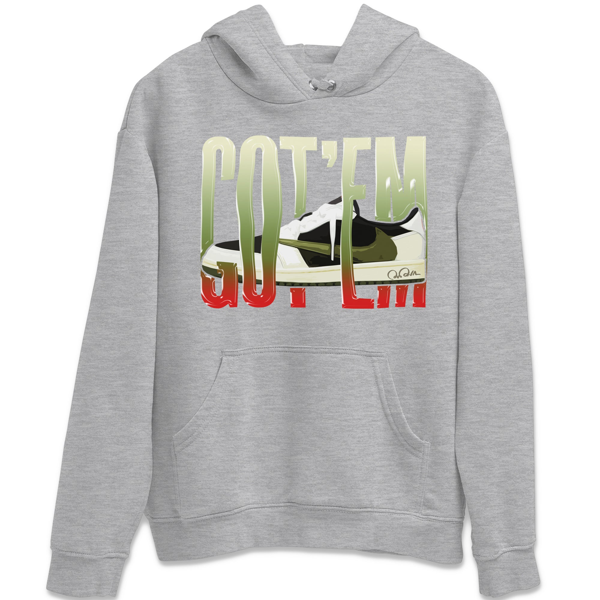 Air Jordan 1 Travis Scott Olive Sneaker Match Tees Wiggling Gotem Streetwear Sneaker Shirt AJ1 OG Travis Scott Olive Sneaker Release Tees Unisex Shirts Heather Grey 2