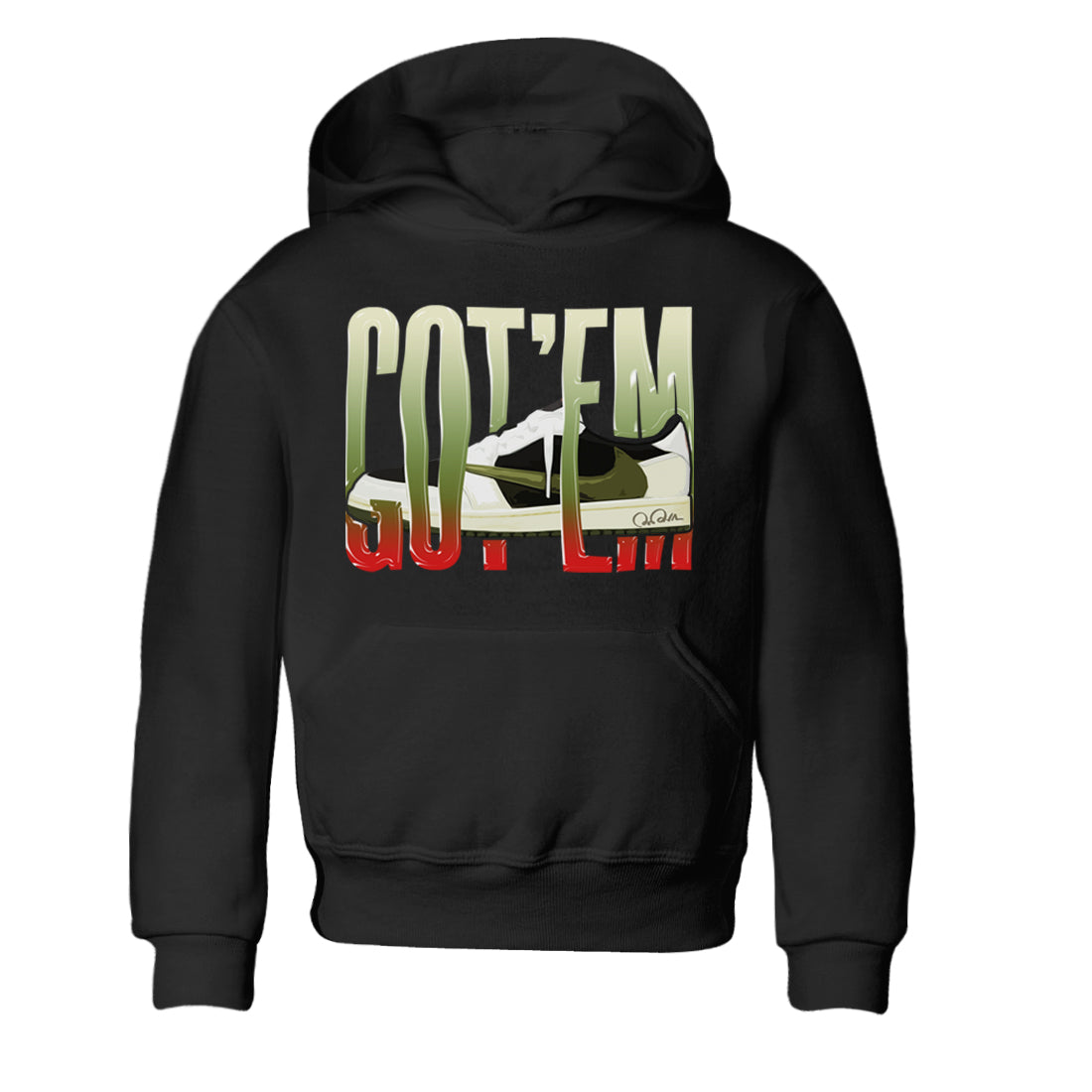 Air Jordan 1 Travis Scott Olive Sneaker Match Tees Wiggling Gotem Streetwear Sneaker Shirt AJ1 OG Travis Scott Olive Sneaker Release Tees Kids Shirts Black 2