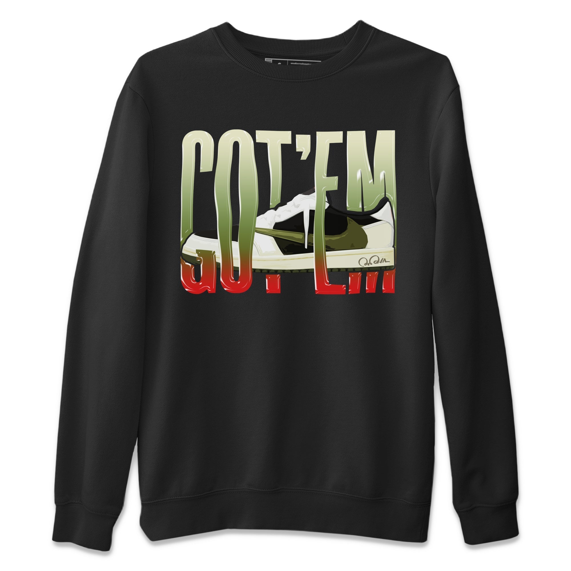 Air Jordan 1 Travis Scott Olive Sneaker Match Tees Wiggling Gotem Streetwear Sneaker Shirt AJ1 OG Travis Scott Olive Sneaker Release Tees Unisex Shirts Black 2