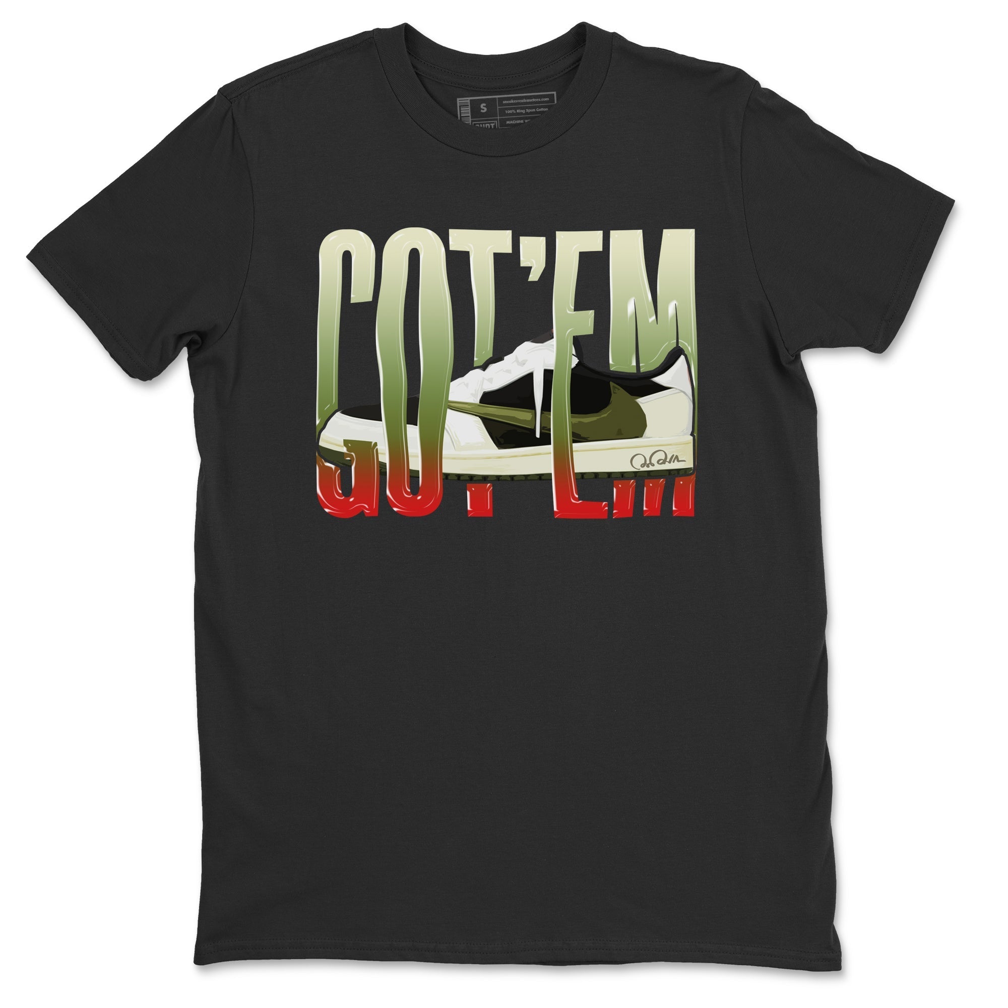 Air Jordan 1 Travis Scott Olive Sneaker Match Tees Wiggling Gotem Streetwear Sneaker Shirt AJ1 OG Travis Scott Olive Sneaker Release Tees Unisex Shirts Black 2
