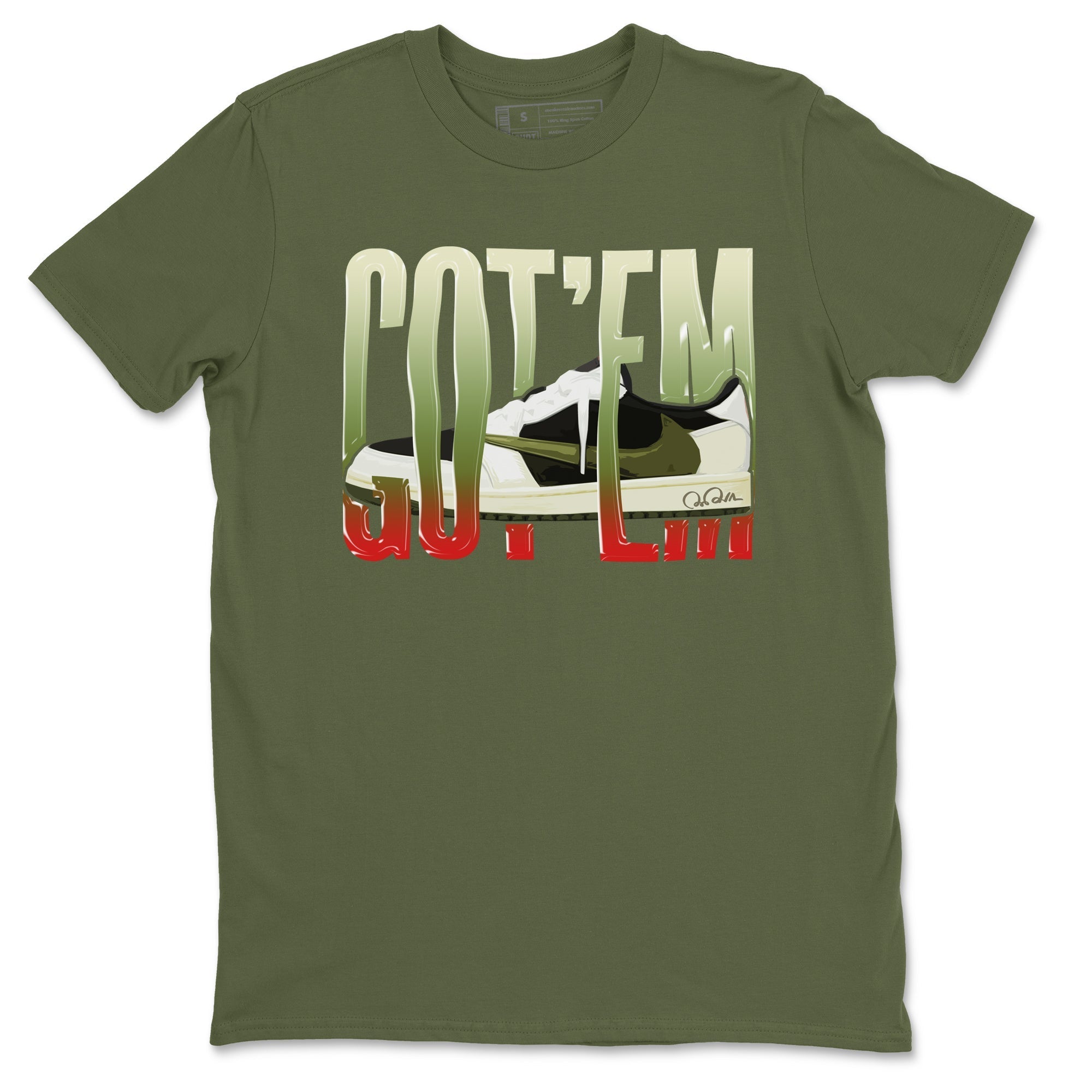 Air Jordan 1 Travis Scott Olive Sneaker Match Tees Wiggling Gotem Streetwear Sneaker Shirt AJ1 OG Travis Scott Olive Sneaker Release Tees Unisex Shirts Military Green 2