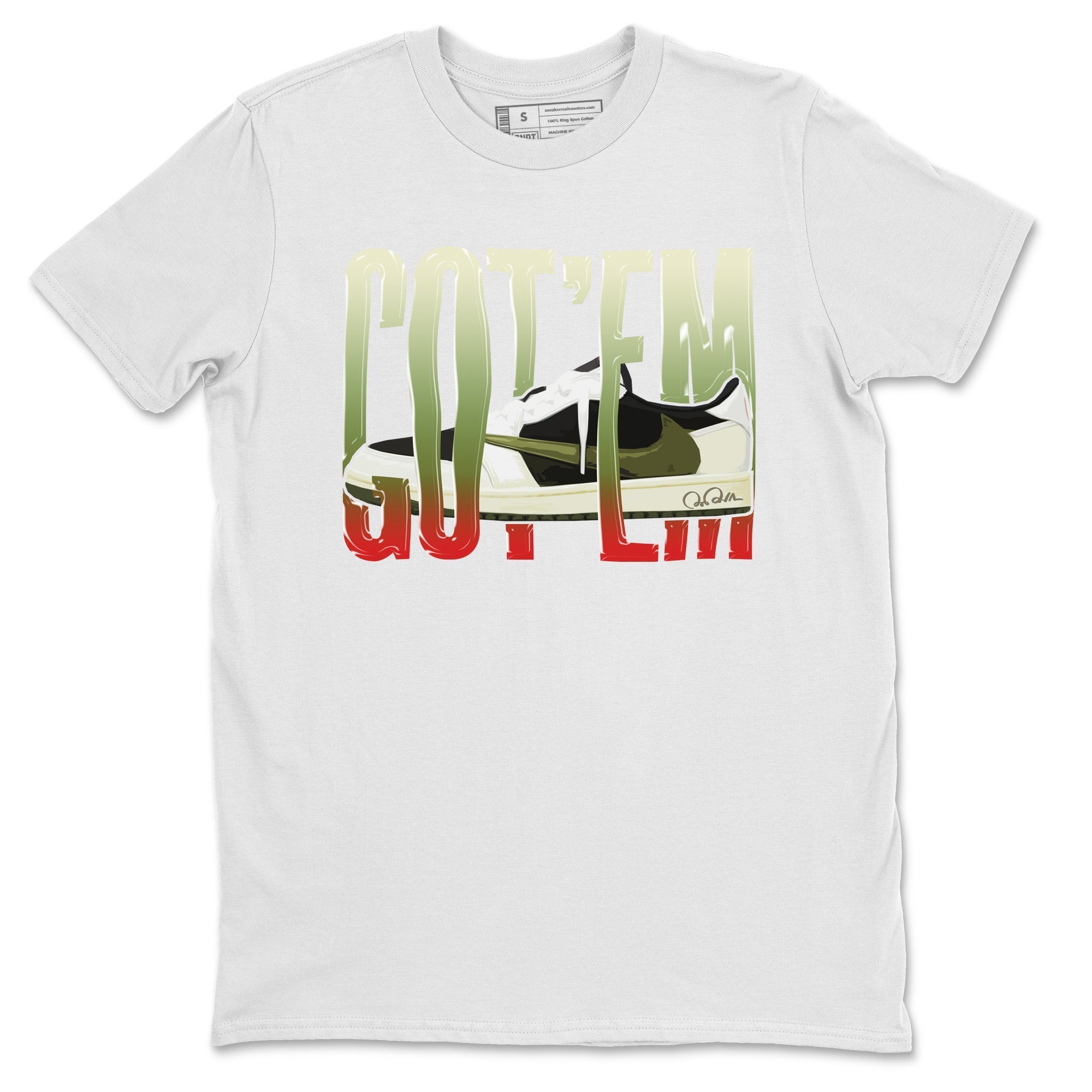 Air Jordan 1 Travis Scott Olive Sneaker Match Tees Wiggling Gotem Streetwear Sneaker Shirt AJ1 OG Travis Scott Olive Sneaker Release Tees Unisex Shirts White 2