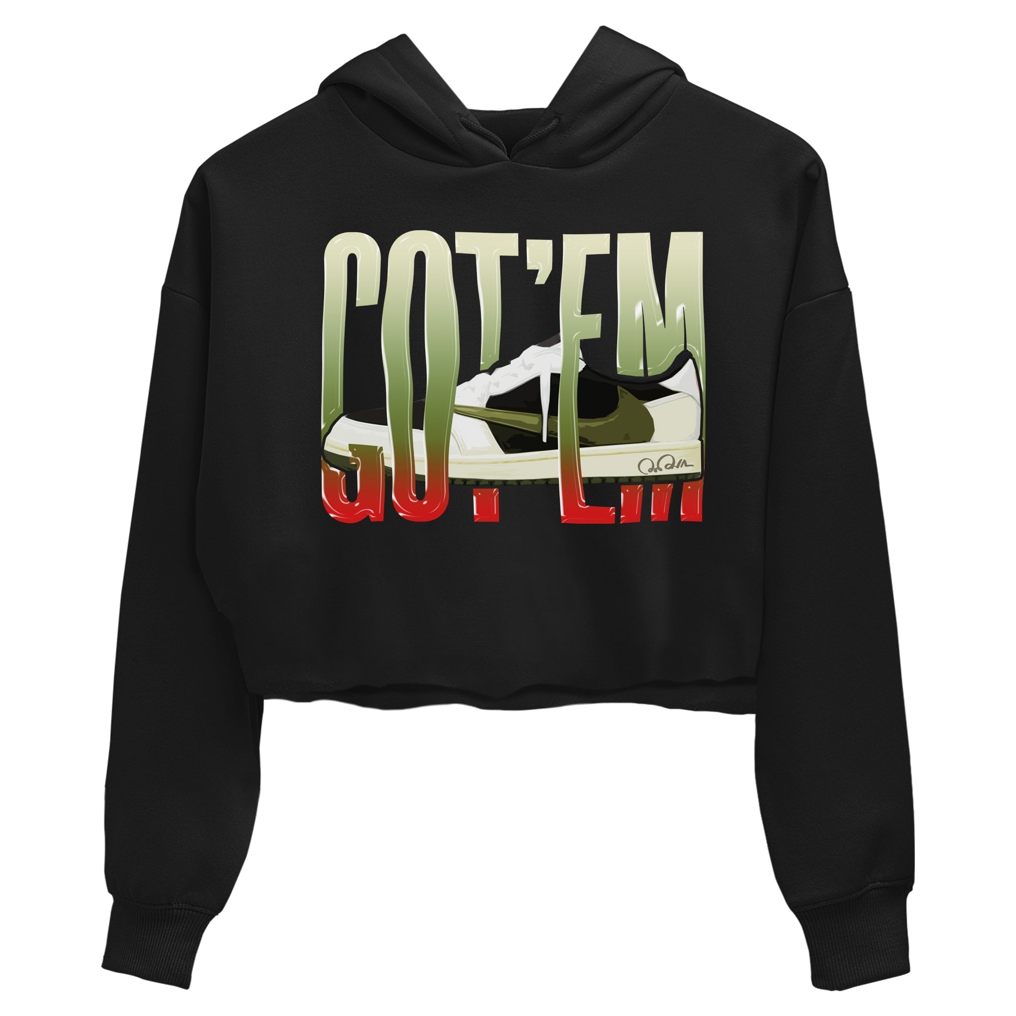 Air Jordan 1 Travis Scott Olive Sneaker Match Tees Wiggling Gotem Streetwear Sneaker Shirt AJ1 OG Travis Scott Olive Sneaker Release Tees Women's Shirts Black 2