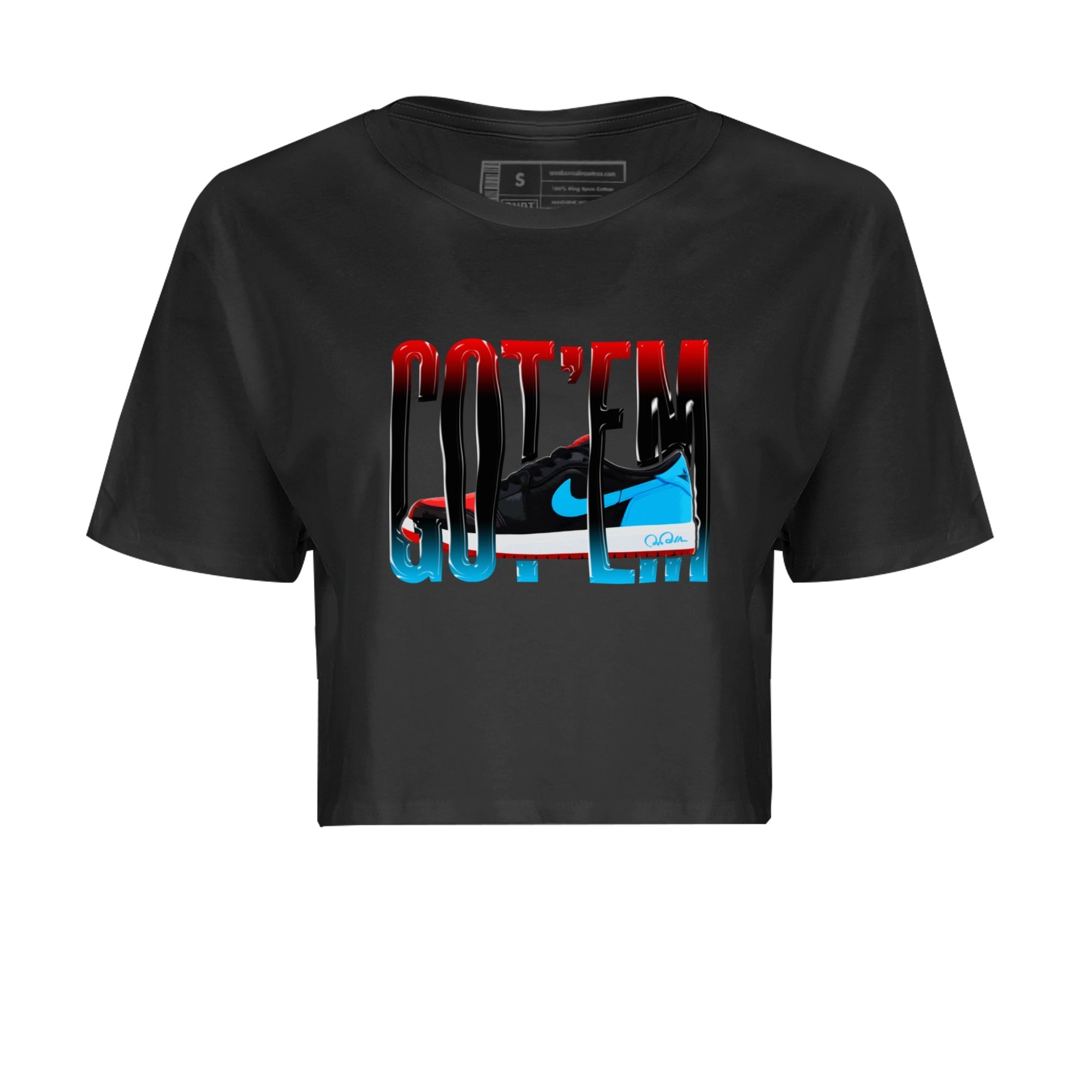 Air Jordan 1 UNC to Chicago Sneaker Match Tees Wiggling Gotem Streetwear Sneaker Shirt AJ1 UNC to Chicago Sneaker Release Tees Women's Shirts Black 2