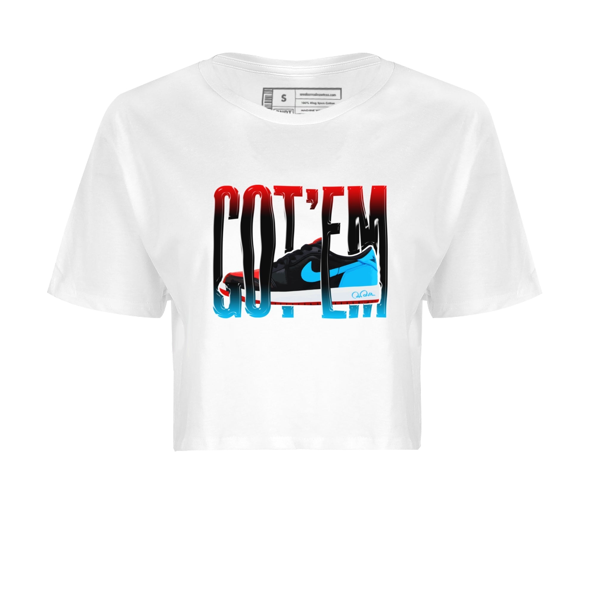 Air Jordan 1 UNC to Chicago Sneaker Match Tees Wiggling Gotem Streetwear Sneaker Shirt AJ1 UNC to Chicago Sneaker Release Tees Women's Shirts White 2