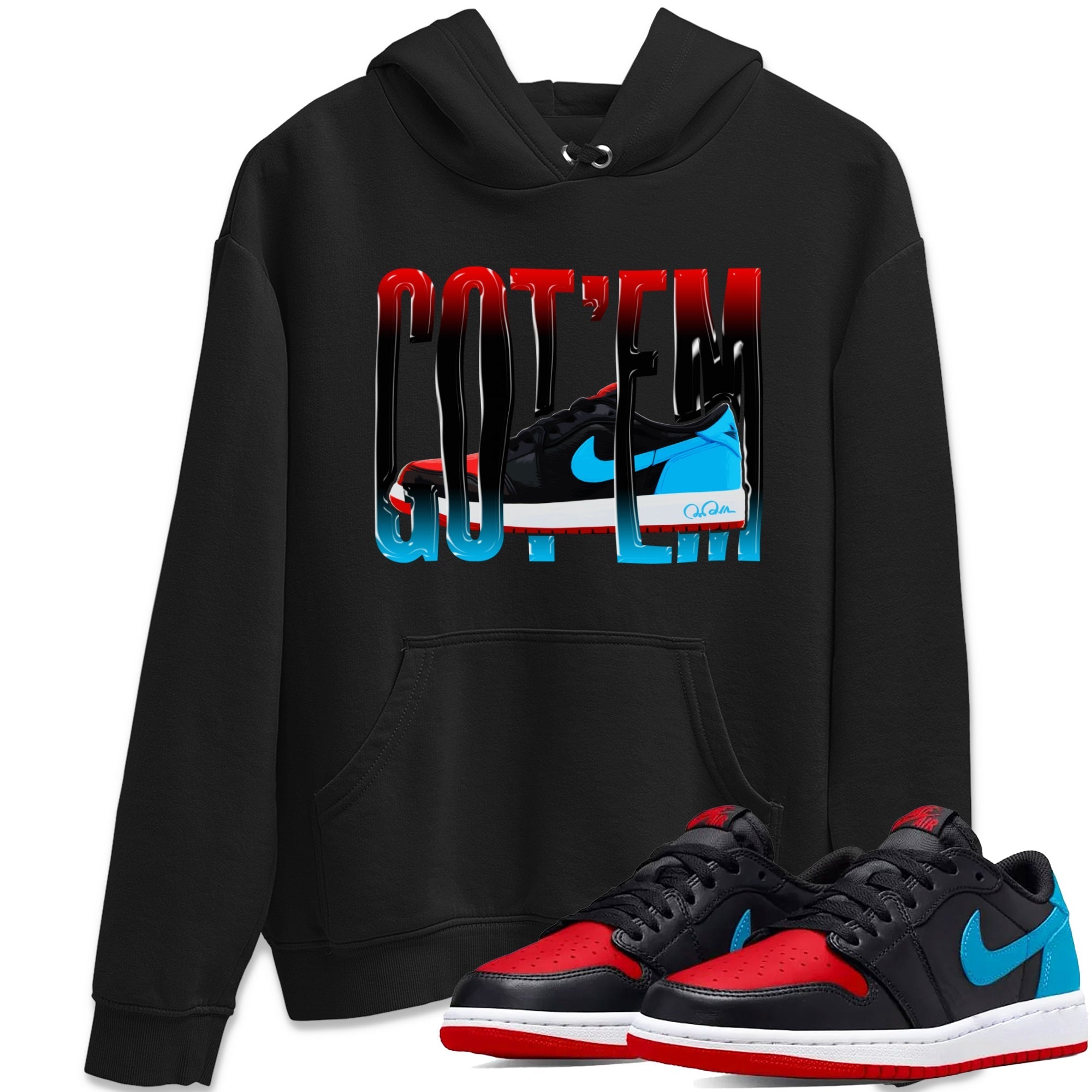 Air Jordan 1 UNC to Chicago Sneaker Match Tees Wiggling Gotem Streetwear Sneaker Shirt AJ1 UNC to Chicago Sneaker Release Tees Unisex Shirts Black 1
