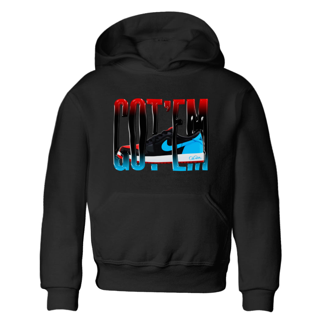 Air Jordan 1 UNC to Chicago Sneaker Match Tees Wiggling Gotem Streetwear Sneaker Shirt AJ1 UNC to Chicago Sneaker Release Tees Kids Shirts Black 2