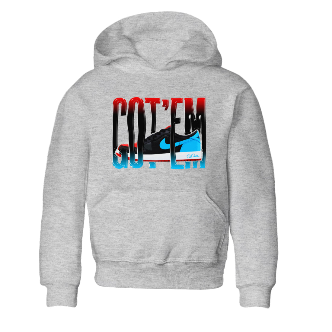 Air Jordan 1 UNC to Chicago Sneaker Match Tees Wiggling Gotem Streetwear Sneaker Shirt AJ1 UNC to Chicago Sneaker Release Tees Kids Shirts Heather Grey 2