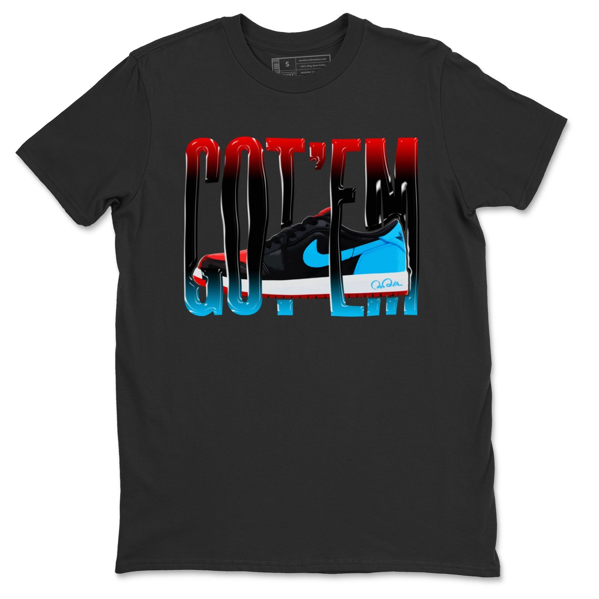 Air Jordan 1 UNC to Chicago Sneaker Match Tees Wiggling Gotem Streetwear Sneaker Shirt AJ1 UNC to Chicago Sneaker Release Tees Unisex Shirts Black 2