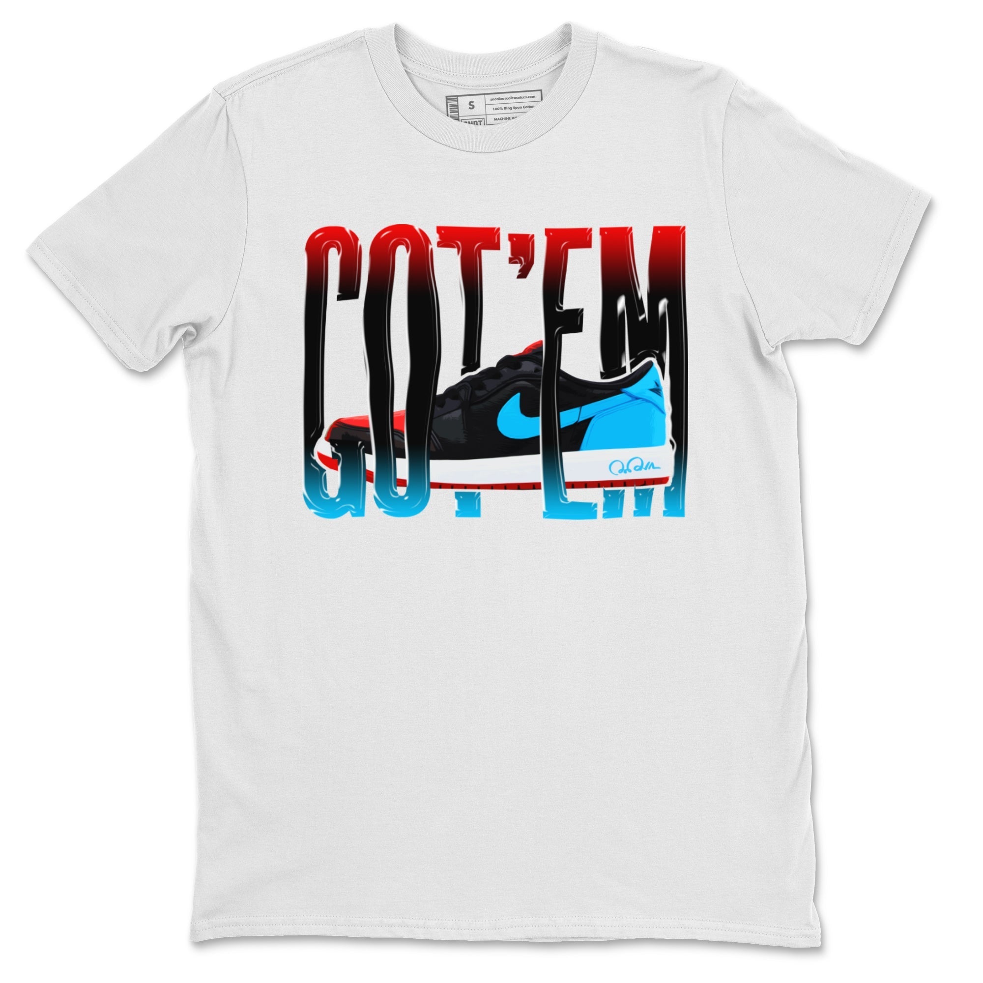 Air Jordan 1 UNC to Chicago Sneaker Match Tees Wiggling Gotem Streetwear Sneaker Shirt AJ1 UNC to Chicago Sneaker Release Tees Unisex Shirts White 2