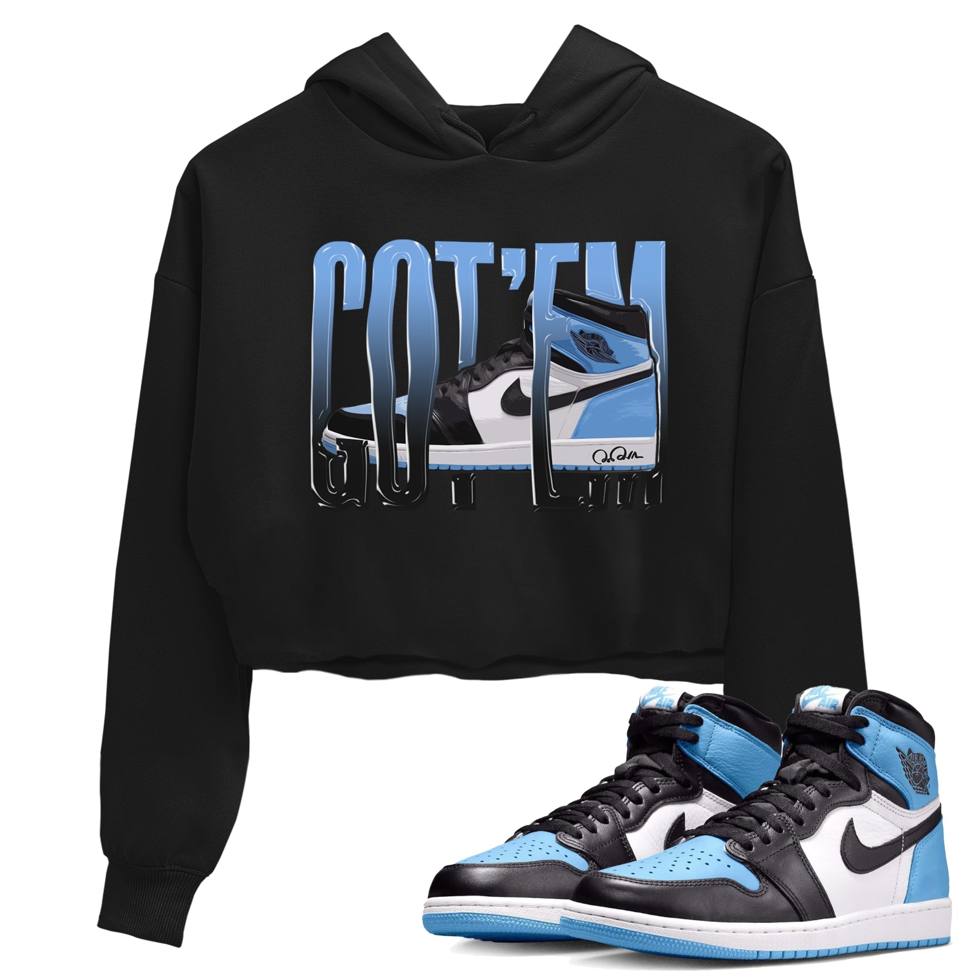 Air Jordan 1 Retro High OG UNC Toe Shirt to match Jordans Wiggling Gotem Streetwear Sneaker Shirt 1s UNC Toe Drip Gear Zone Sneaker Matching Clothing Crop T-Shirts Black 1