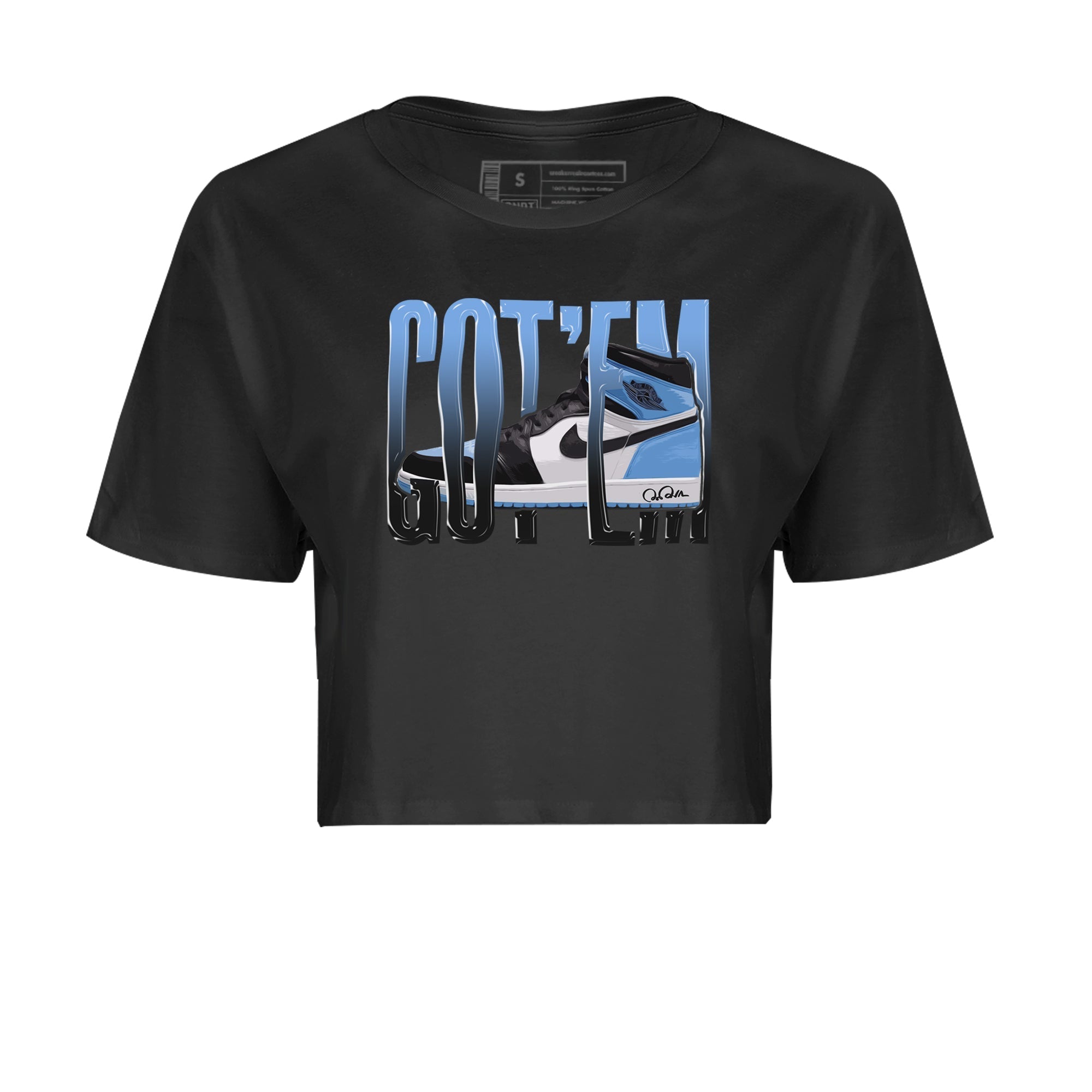 Air Jordan 1 Retro High OG UNC Toe Shirt to match Jordans Wiggling Gotem Streetwear Sneaker Shirt 1s UNC Toe Drip Gear Zone Sneaker Matching Clothing Crop T-Shirts Black 2