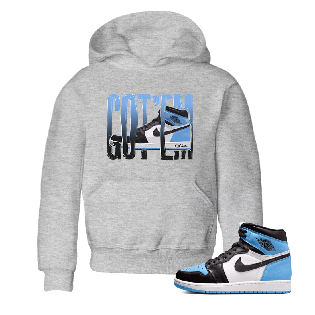 Air Jordan 1 Retro High OG UNC Toe Shirt to match Jordans Wiggling Gotem Streetwear Sneaker Shirt 1s UNC Toe Drip Gear Zone Sneaker Matching Clothing Kids and Baby Tees Heather Grey 1