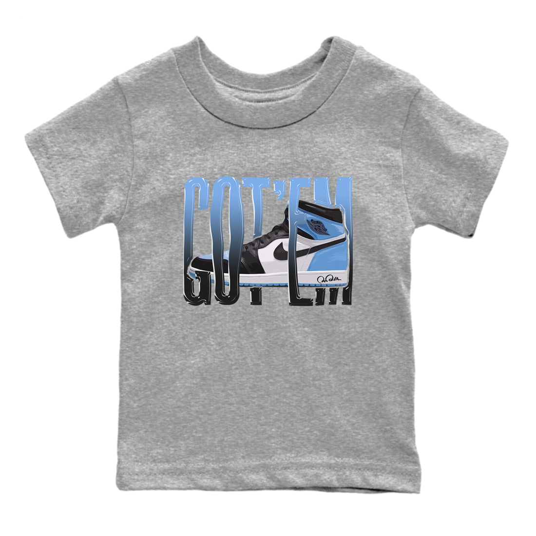 Air Jordan 1 Retro High OG UNC Toe Shirt to match Jordans Wiggling Gotem Streetwear Sneaker Shirt 1s UNC Toe Drip Gear Zone Sneaker Matching Clothing Kids and Baby Tees Heather Grey 2