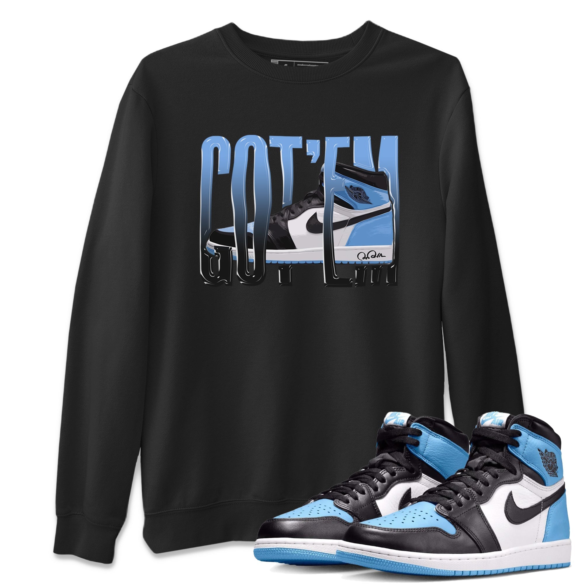 Air Jordan 1 UNC Toe Wiggling Gotem Crew Neck Streetwear Sneaker Shirt AJ1 OG High UNC Toe Sneaker T-Shirts Washing and Care Tip