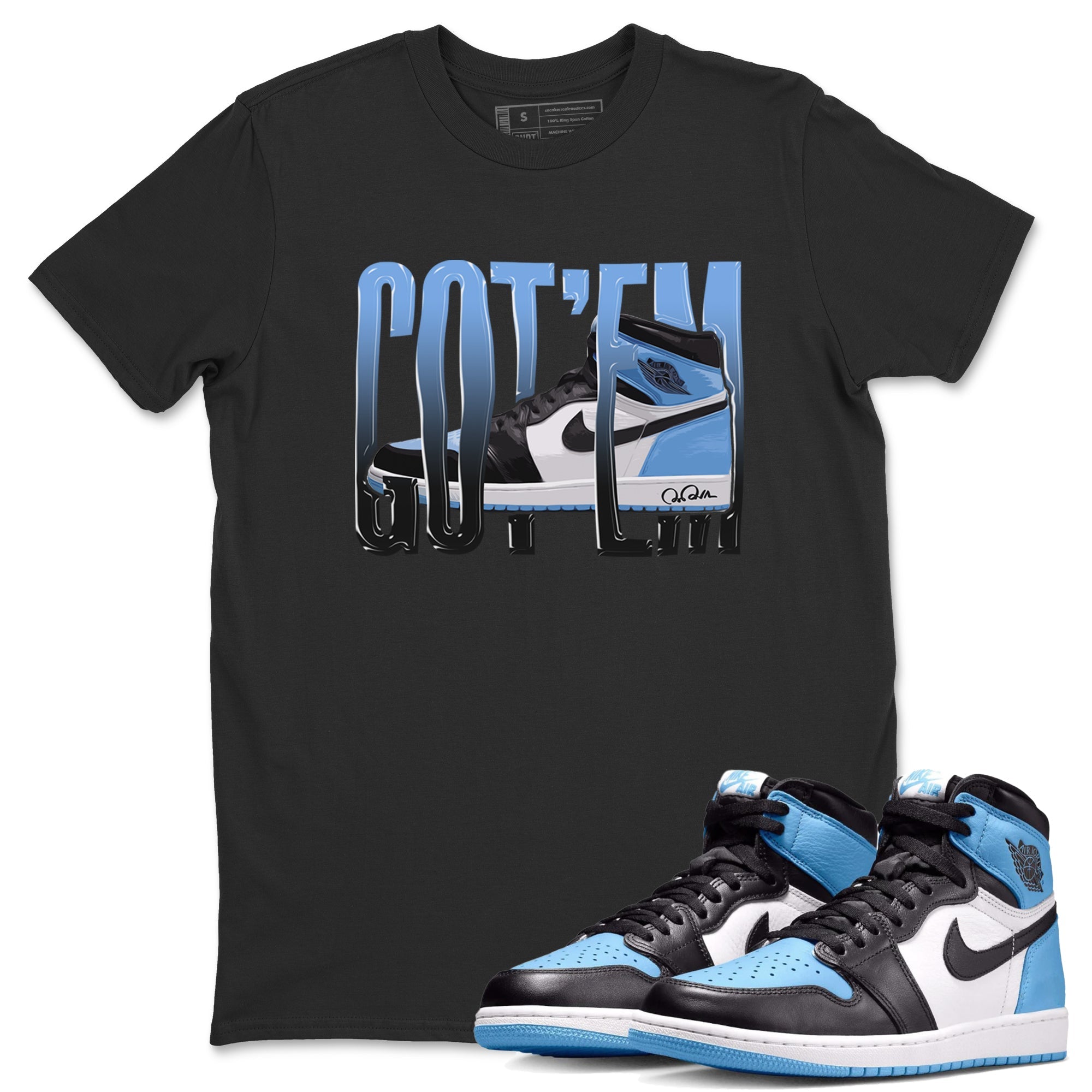 Air Jordan 1 Retro High OG UNC Toe Shirt to match Jordans Wiggling Gotem Streetwear Sneaker Shirt 1s UNC Toe Drip Gear Zone Sneaker Matching Clothing Crew Neck T-Shirts Black 1