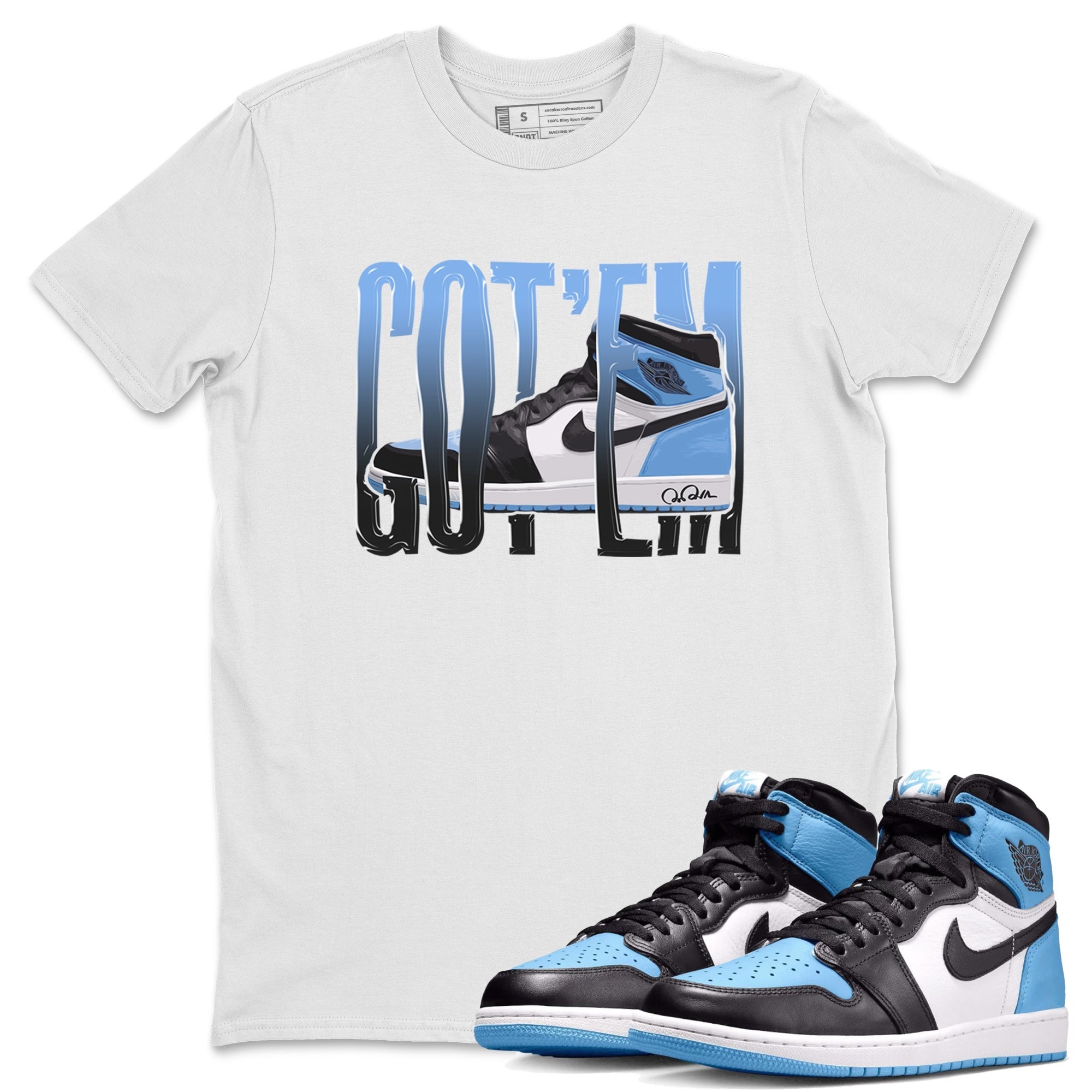 Air Jordan 1 Retro High OG UNC Toe Shirt to match Jordans Wiggling Gotem Streetwear Sneaker Shirt 1s UNC Toe Drip Gear Zone Sneaker Matching Clothing Crew Neck T-Shirts White 1