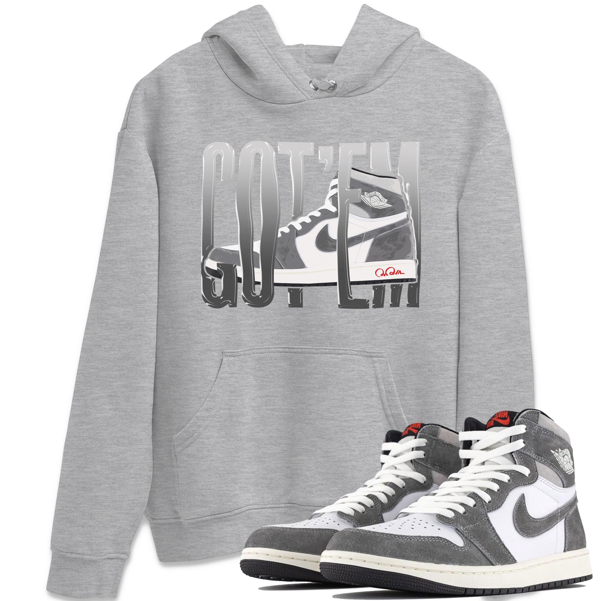 Air Jordan 1 Washed Heritage Sneaker Match Tees Wiggling Gotem Streetwear Sneaker Shirt AJ1 Washed Heritage Sneaker Release Tees Unisex Shirts Heather Grey 1