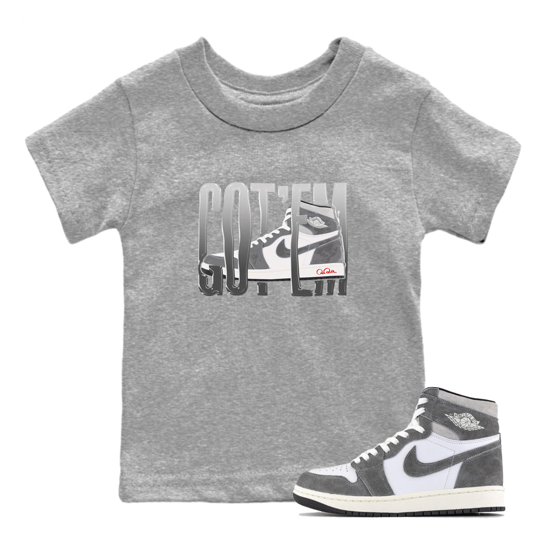 Air Jordan 1 Washed Heritage Wiggling Gotem Baby and Kids Streetwear Sneaker Shirt AJ1 Washed Heritage Kids Streetwear Sneaker Shirt Size Chart