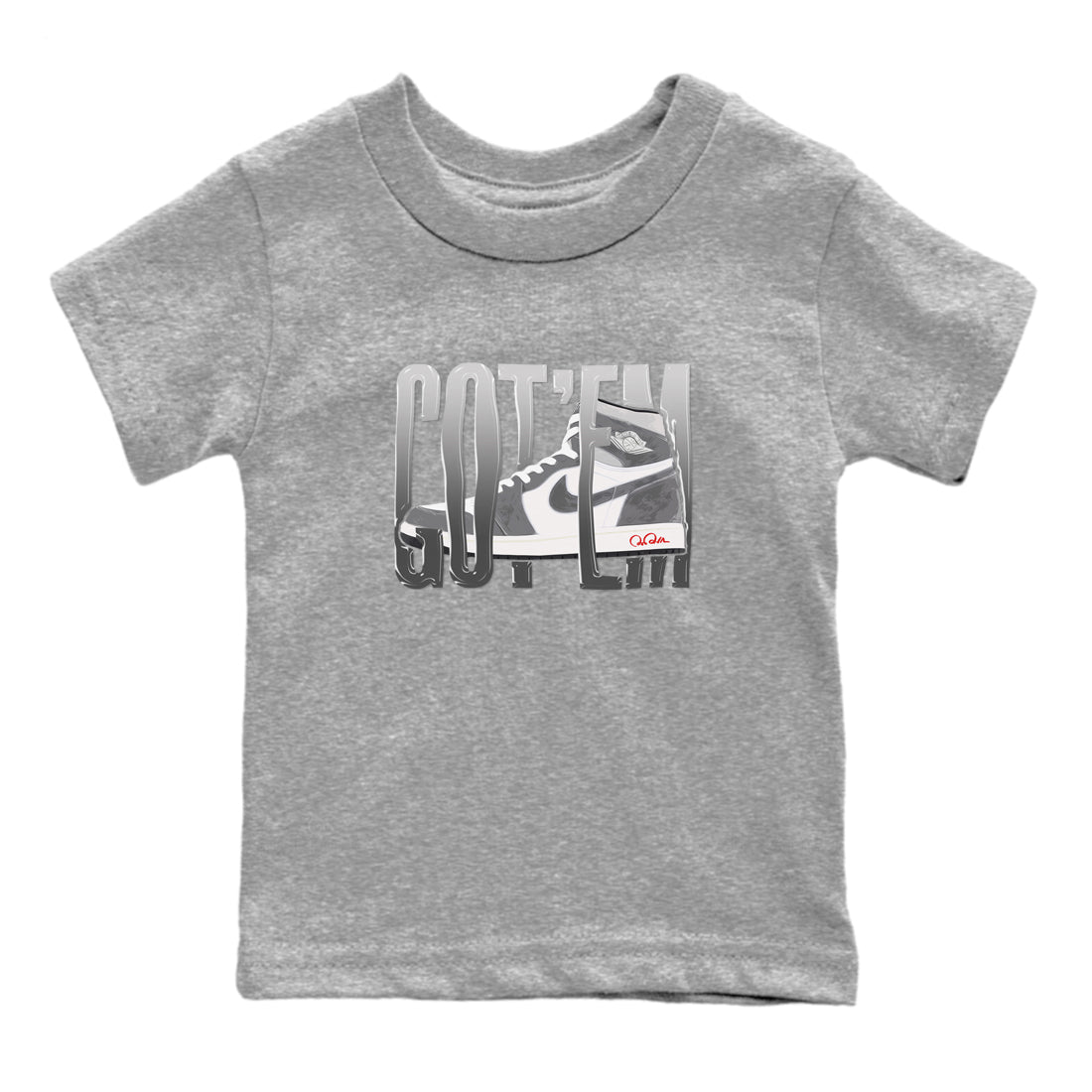 Air Jordan 1 Washed Heritage Sneaker Match Tees Wiggling Gotem Streetwear Sneaker Shirt AJ1 Washed Heritage Sneaker Release Tees Kids Shirts Heather Grey 2