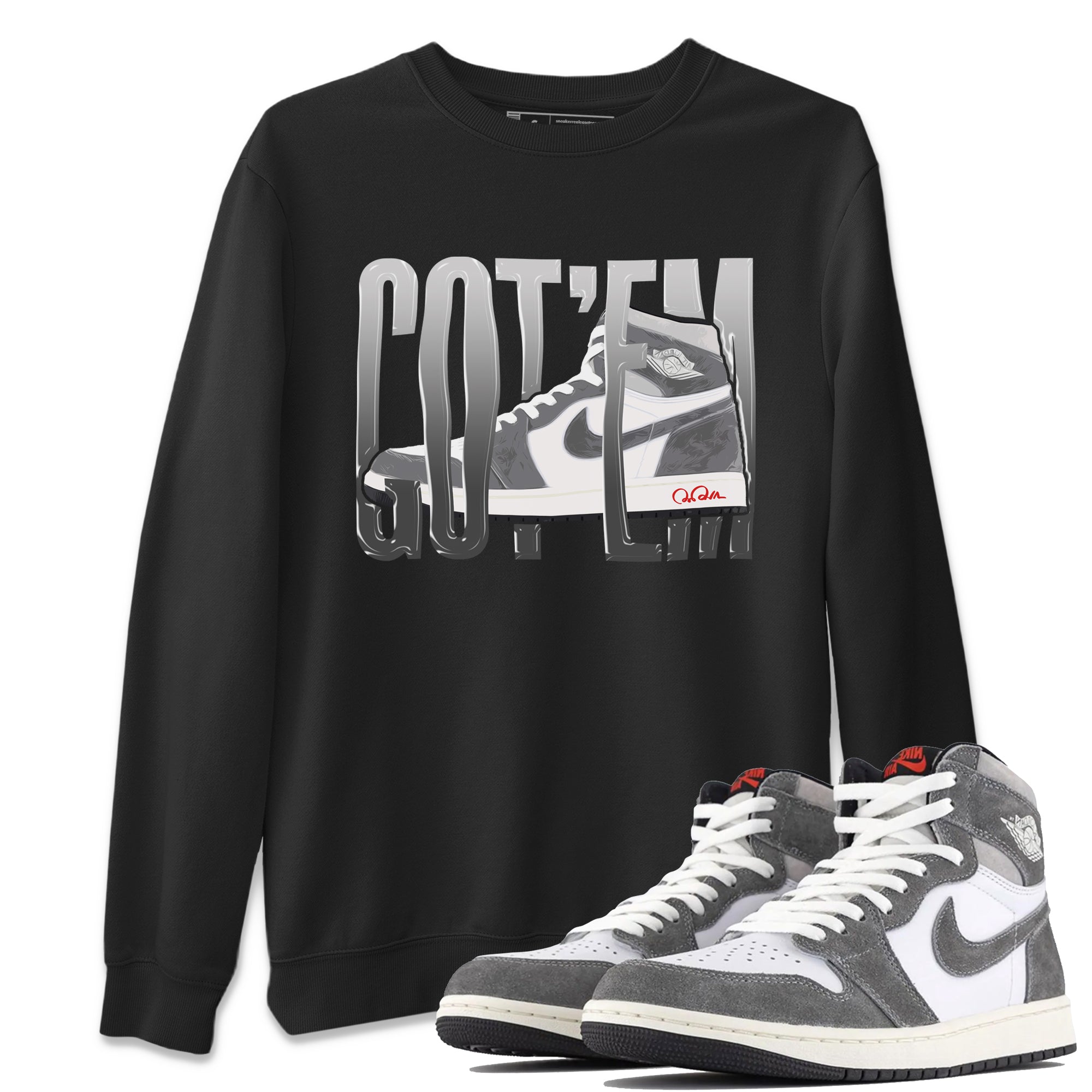 Air Jordan 1 Washed Heritage Sneaker Match Tees Wiggling Gotem Streetwear Sneaker Shirt AJ1 Washed Heritage Sneaker Release Tees Unisex Shirts Black 1