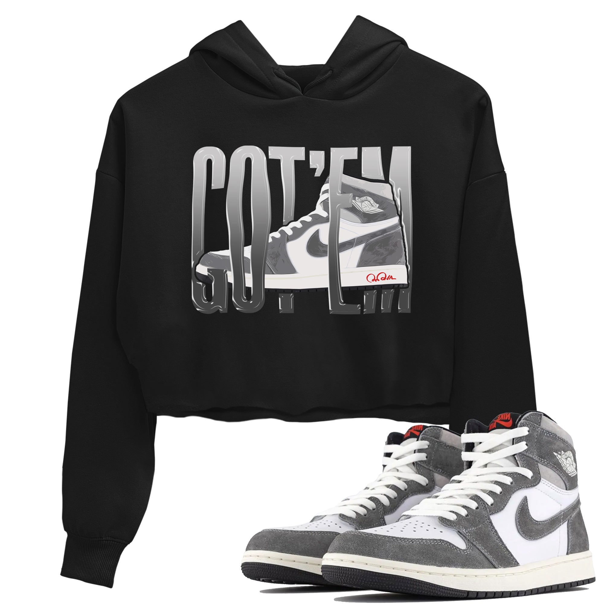 Air Jordan 1 Washed Heritage Sneaker Match Tees Wiggling Gotem Streetwear Sneaker Shirt AJ1 Washed Heritage Sneaker Release Tees Women's Shirts Black 1