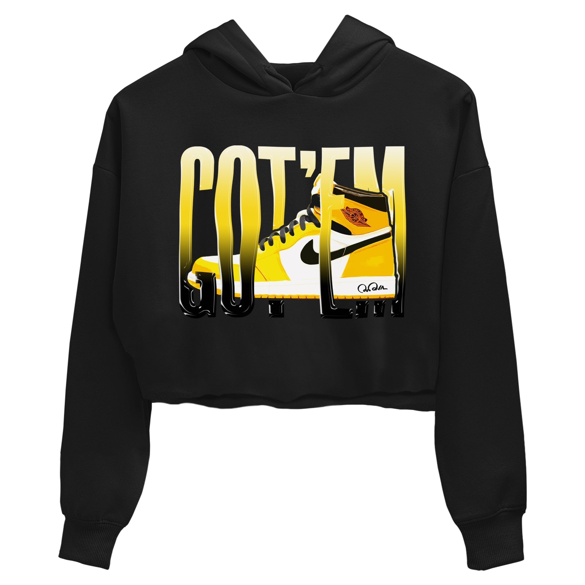1s Yellow Ochre shirt to match jordans Wiggling Gotem sneaker tees streetwear brand Air Jordan 1 Yellow Ochre Drip Gear Zone Brand Black 2 crop length shirt