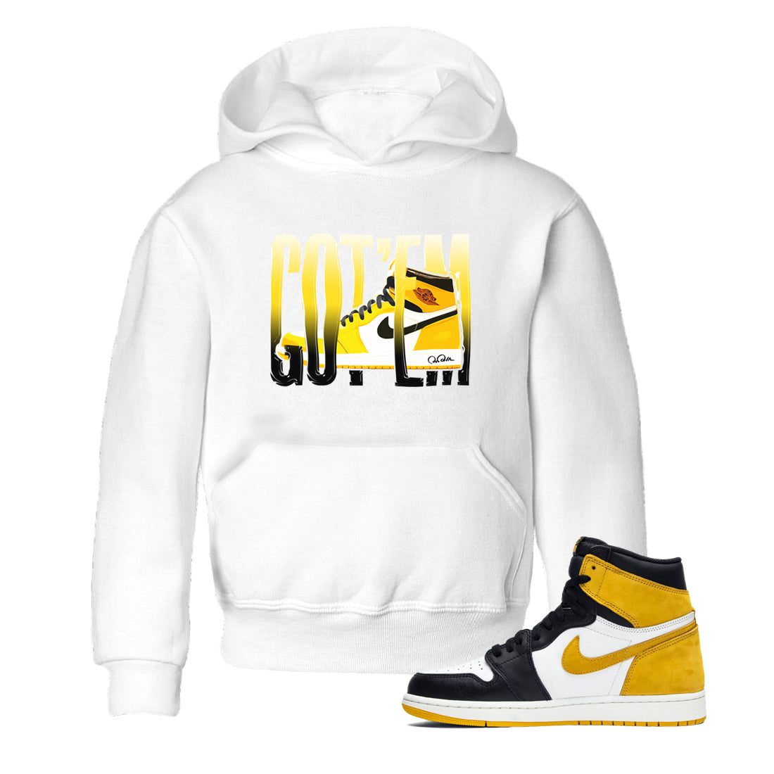 1s Yellow Ochre shirt to match jordans Wiggling Gotem sneaker tees streetwear brand Air Jordan 1 Yellow Ochre Drip Gear Zone Brand baby toddler White 1 cotton Shirt