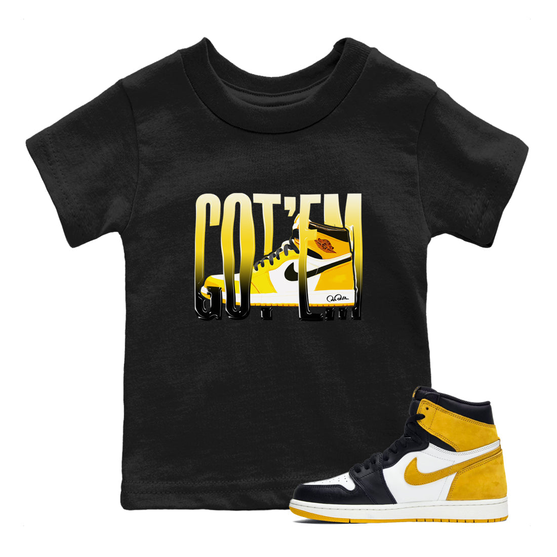 1s Yellow Ochre shirt to match jordans Wiggling Gotem sneaker tees streetwear brand Air Jordan 1 Yellow Ochre Drip Gear Zone Brand baby toddler Black 1 cotton Shirt