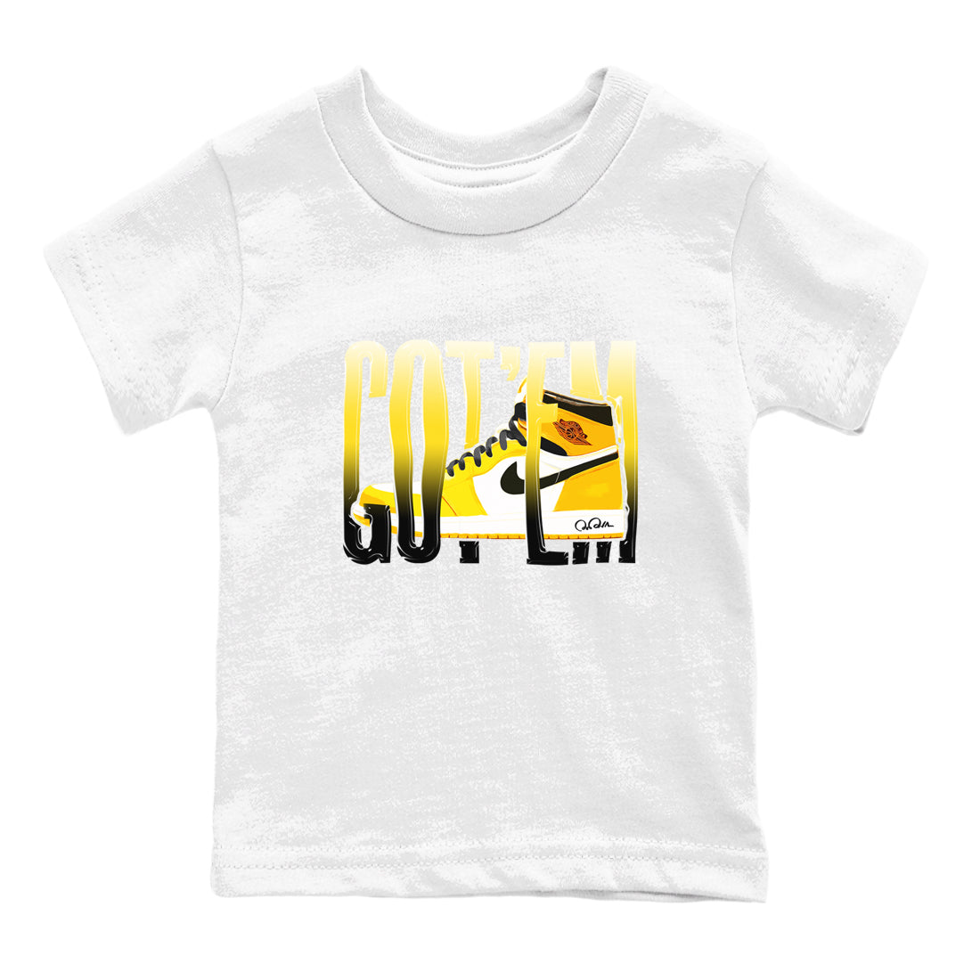 1s Yellow Ochre shirt to match jordans Wiggling Gotem sneaker tees streetwear brand Air Jordan 1 Yellow Ochre Drip Gear Zone Brand baby toddler White 2 cotton Shirt