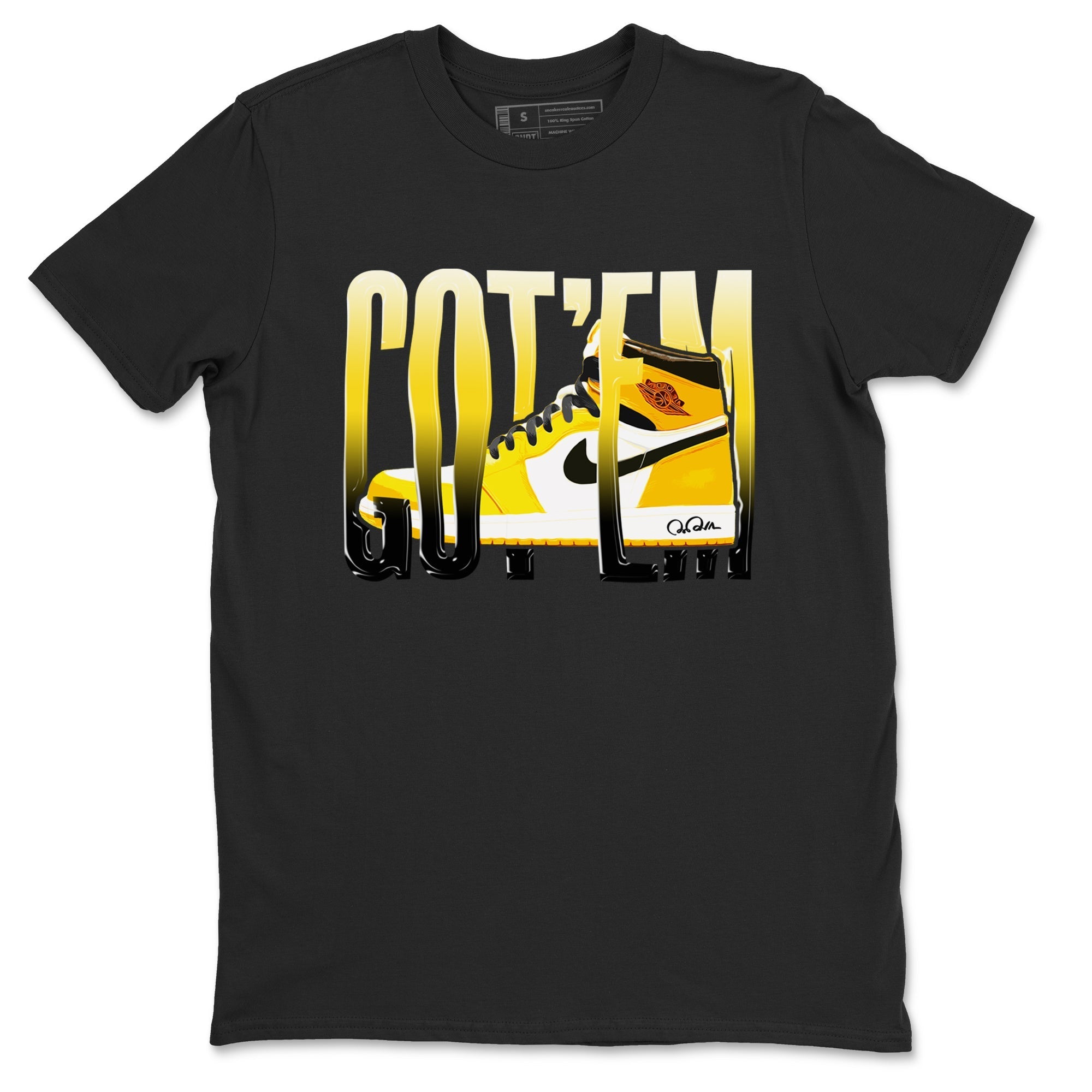 1s Yellow Ochre shirt to match jordans Wiggling Gotem sneaker tees streetwear brand Air Jordan 1 Yellow Ochre Drip Gear Zone Brand unisex cotton Black 2 crew neck shirt