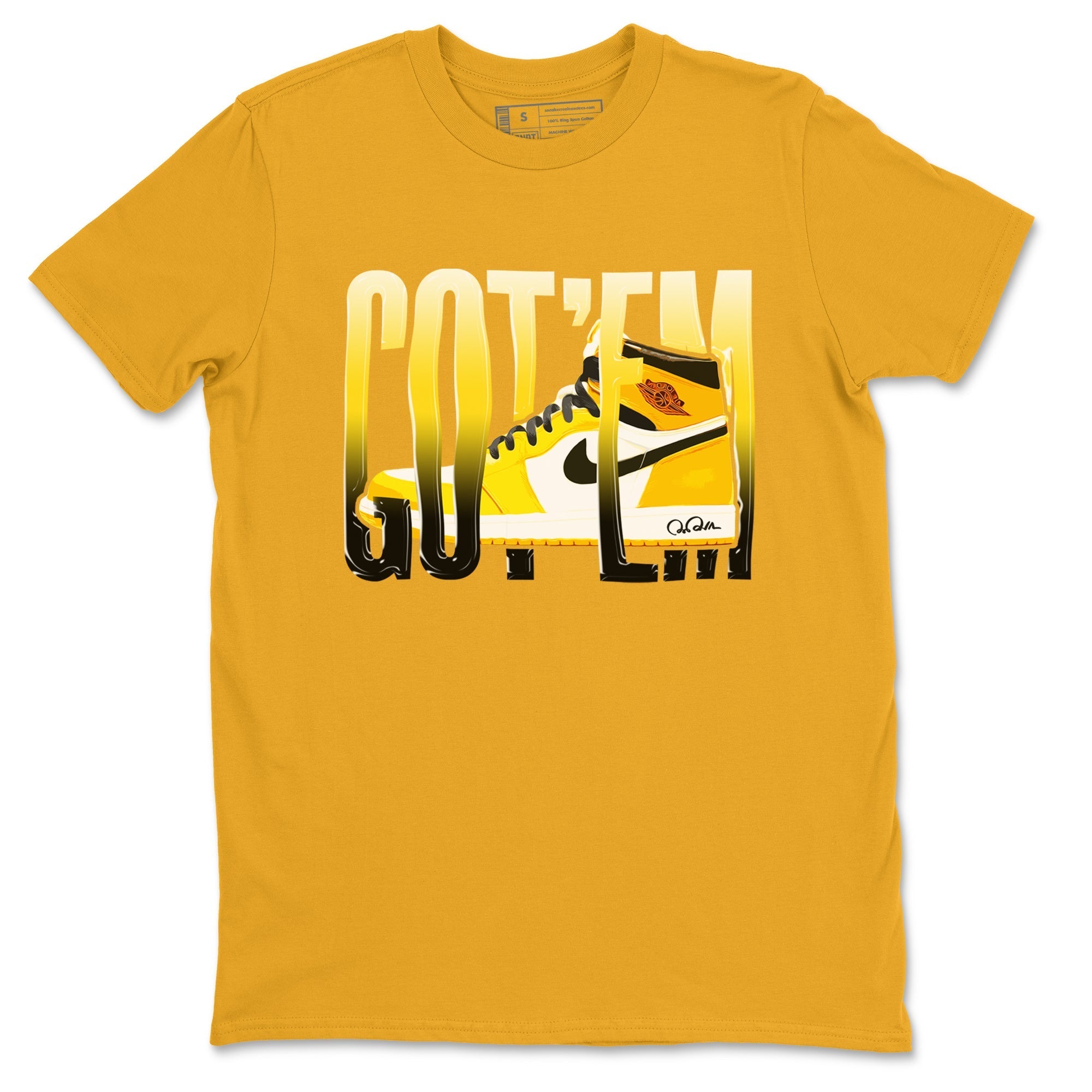 1s Yellow Ochre shirt to match jordans Wiggling Gotem sneaker tees streetwear brand Air Jordan 1 Yellow Ochre Drip Gear Zone Brand unisex cotton Gold 2 crew neck shirt
